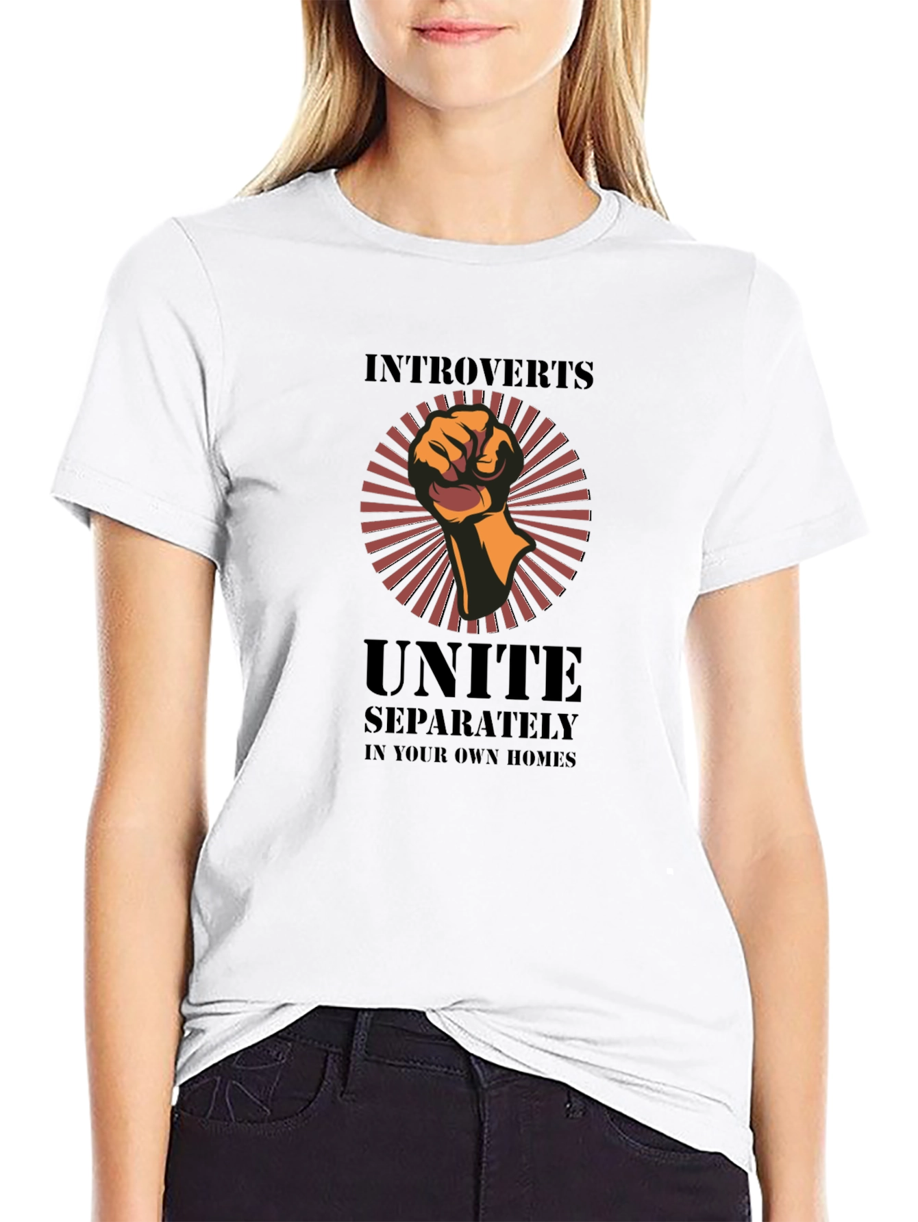 Black Introverts Unite T-Shirt - Separately! view 9