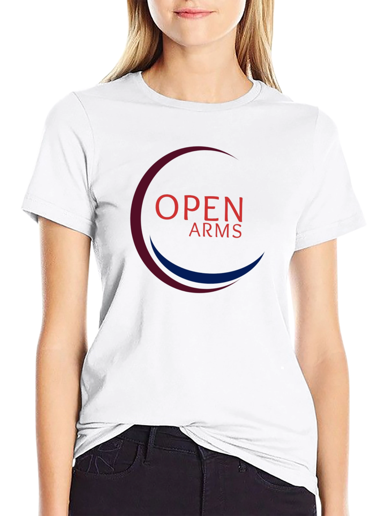 Black Open Arms Graphic Tee - Soft Cotton Blend view 9
