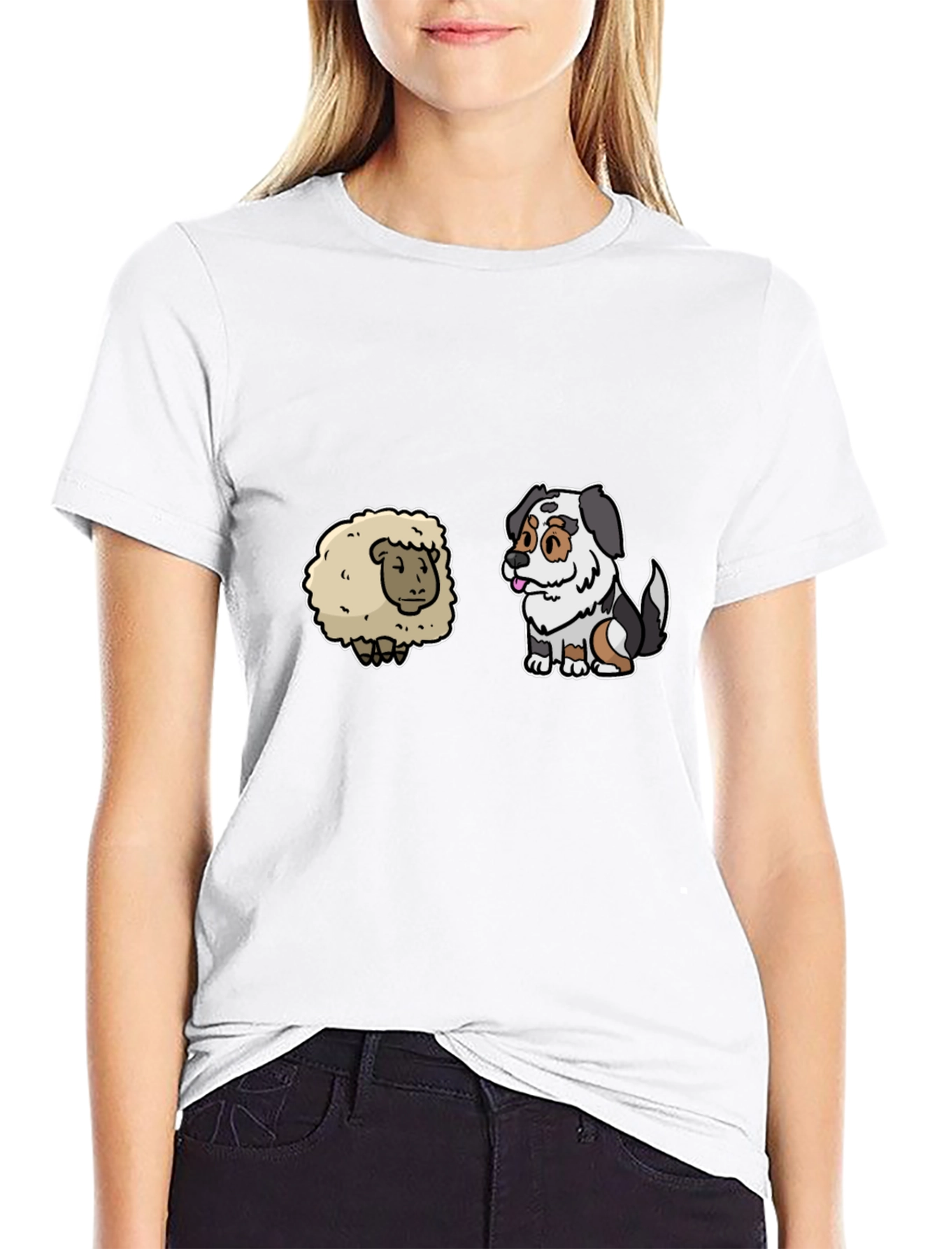 Black Sheepdog Cartoon Graphic Black T-Shirt view 9