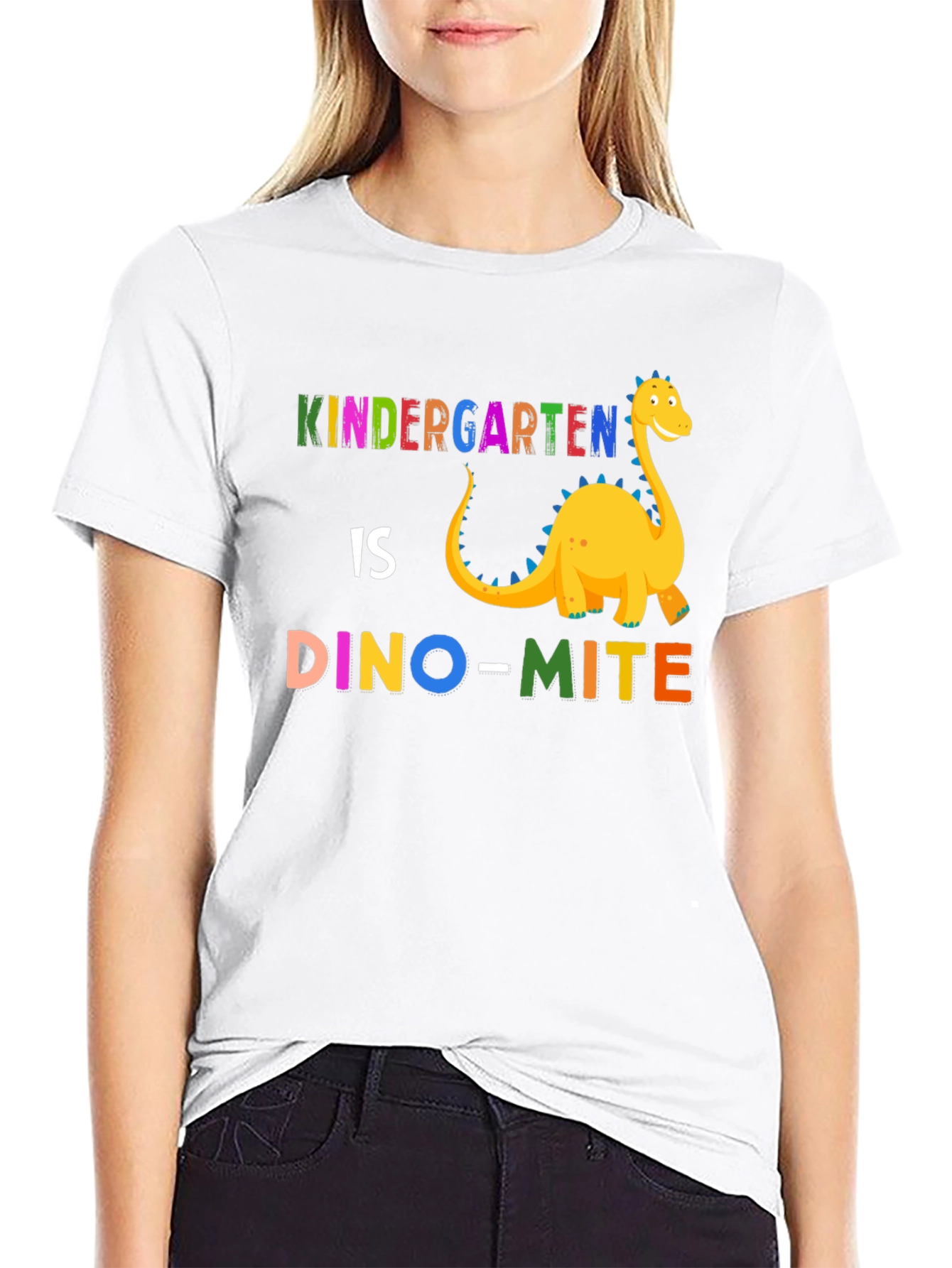 Black Kindergarten Dino-mite T-Shirt - Back to School view 9