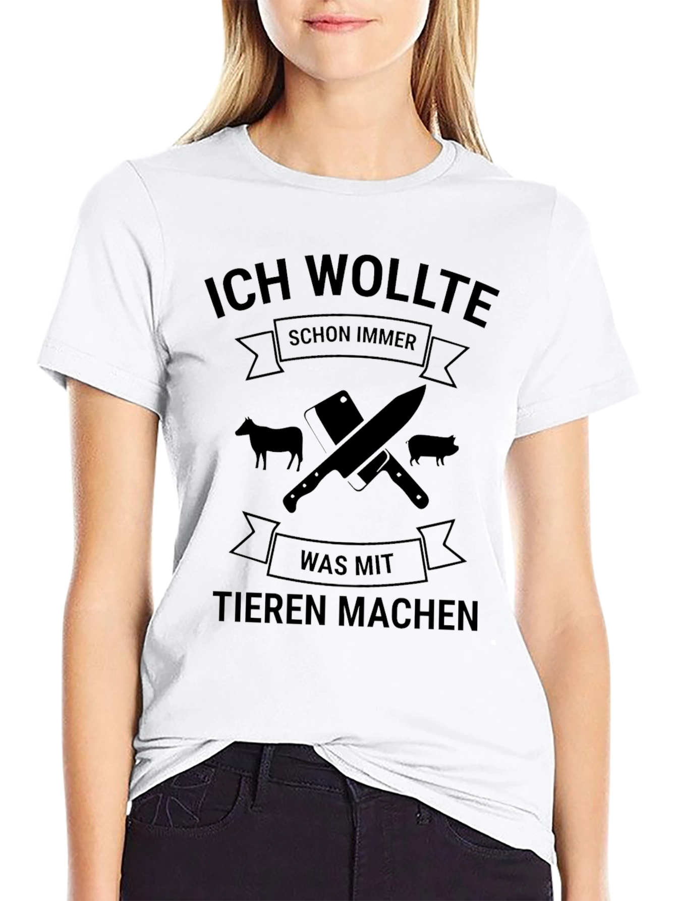 Black Ich Wollte T-Shirt - Animal Butcher Design view 9