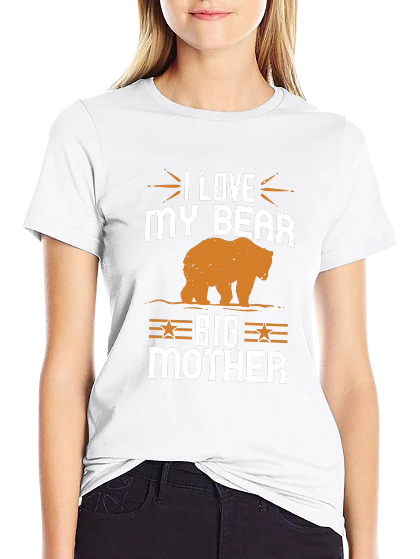 Black I Love My Bear Big Mother Black T-Shirt view 9