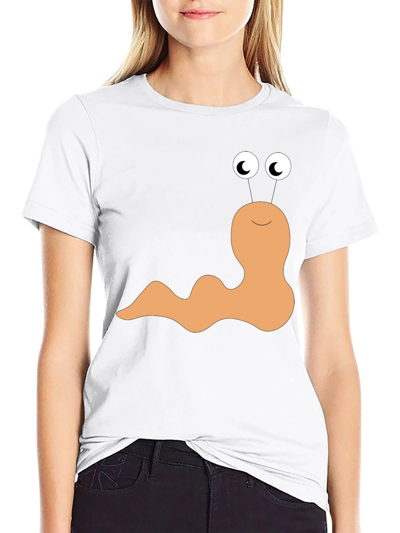 Black Funny Worm Graphic Tee - Black Cotton T-Shirt view 9