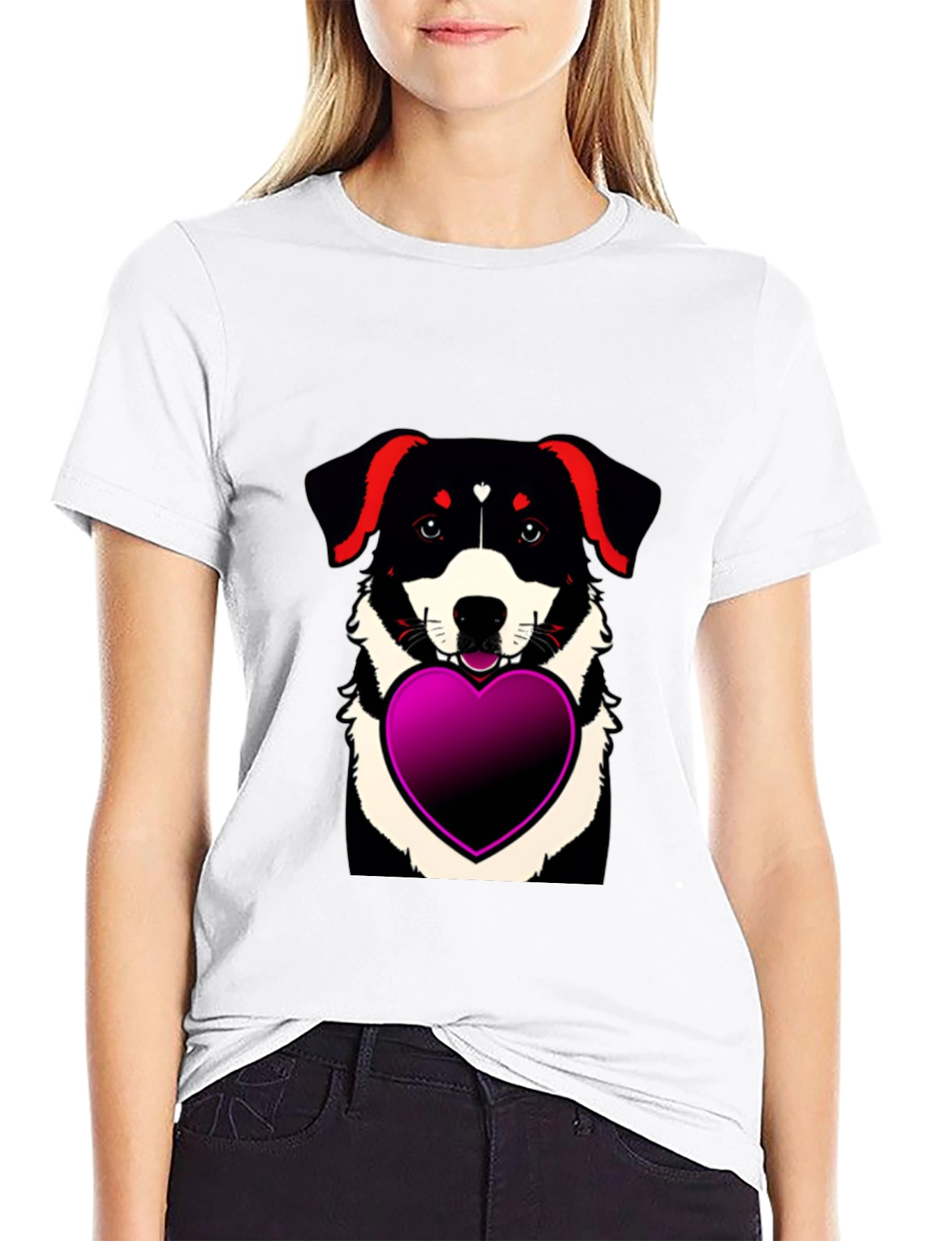 Black Dog with Heart T-Shirt - Men's Black Tee view 9