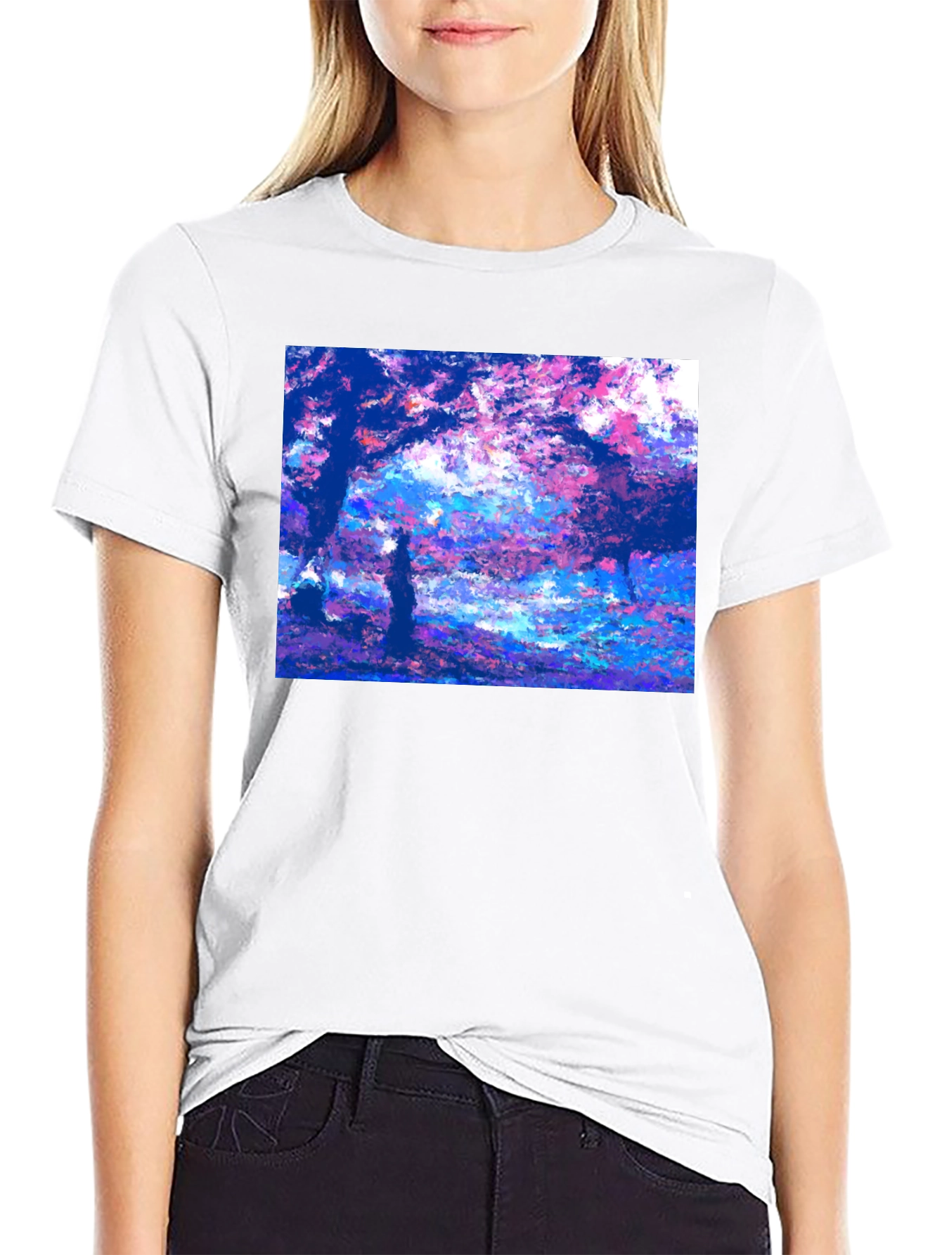 Black Impressionist Trees Black T-Shirt view 9