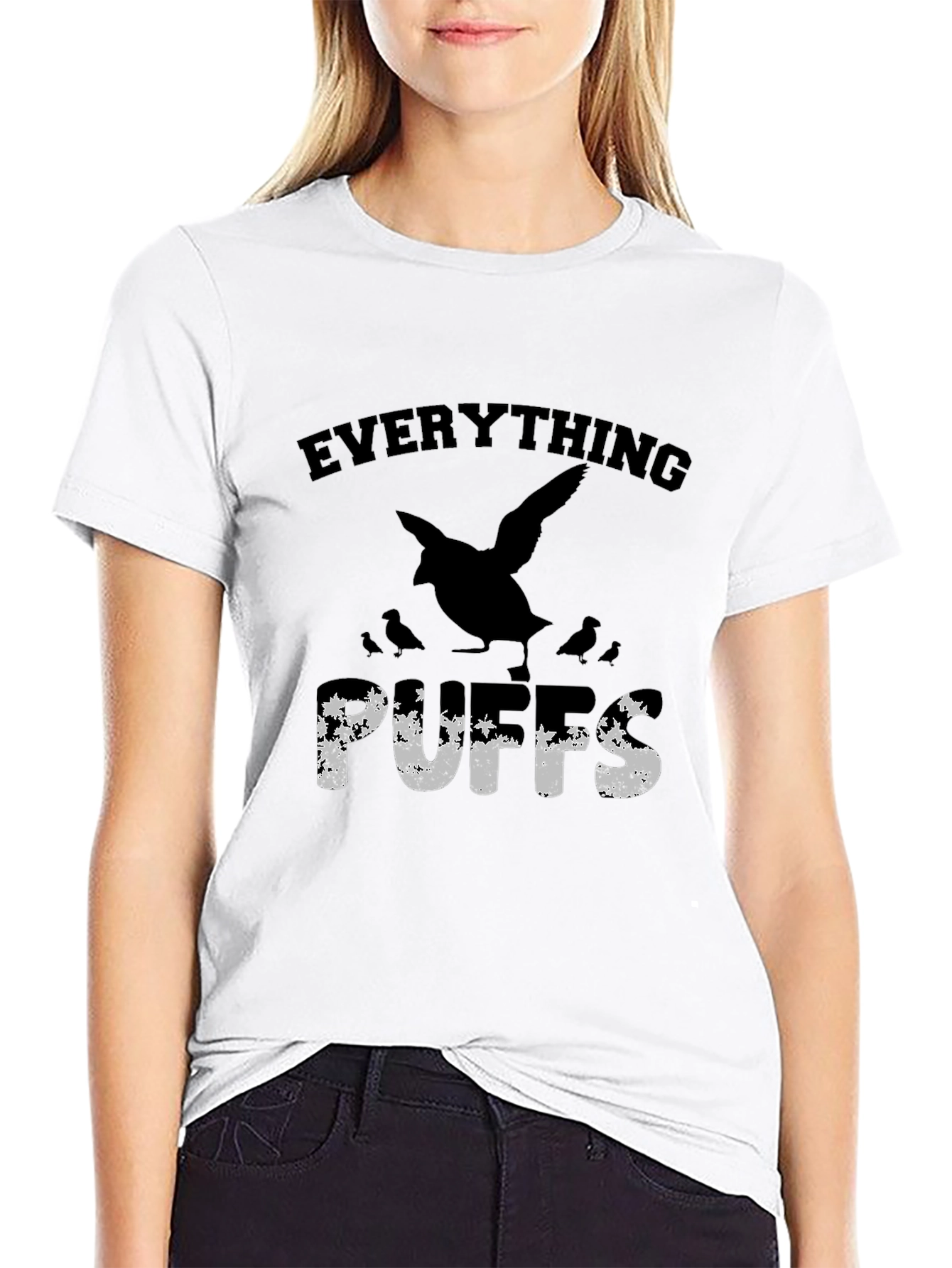 Black Everything Puffs T-Shirt - Funny Bird Lover Tee view 9