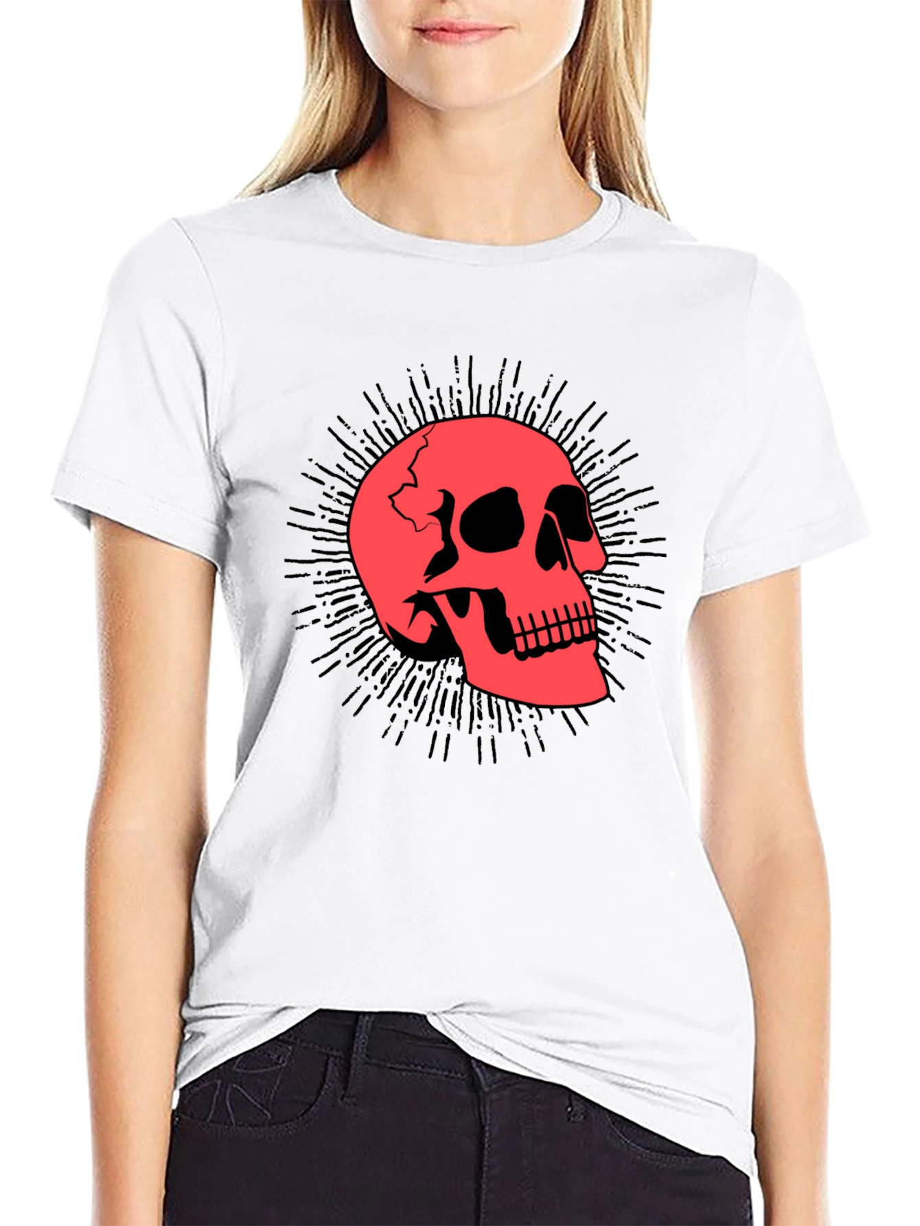 Black Skull Graphic Black T-Shirt view 9