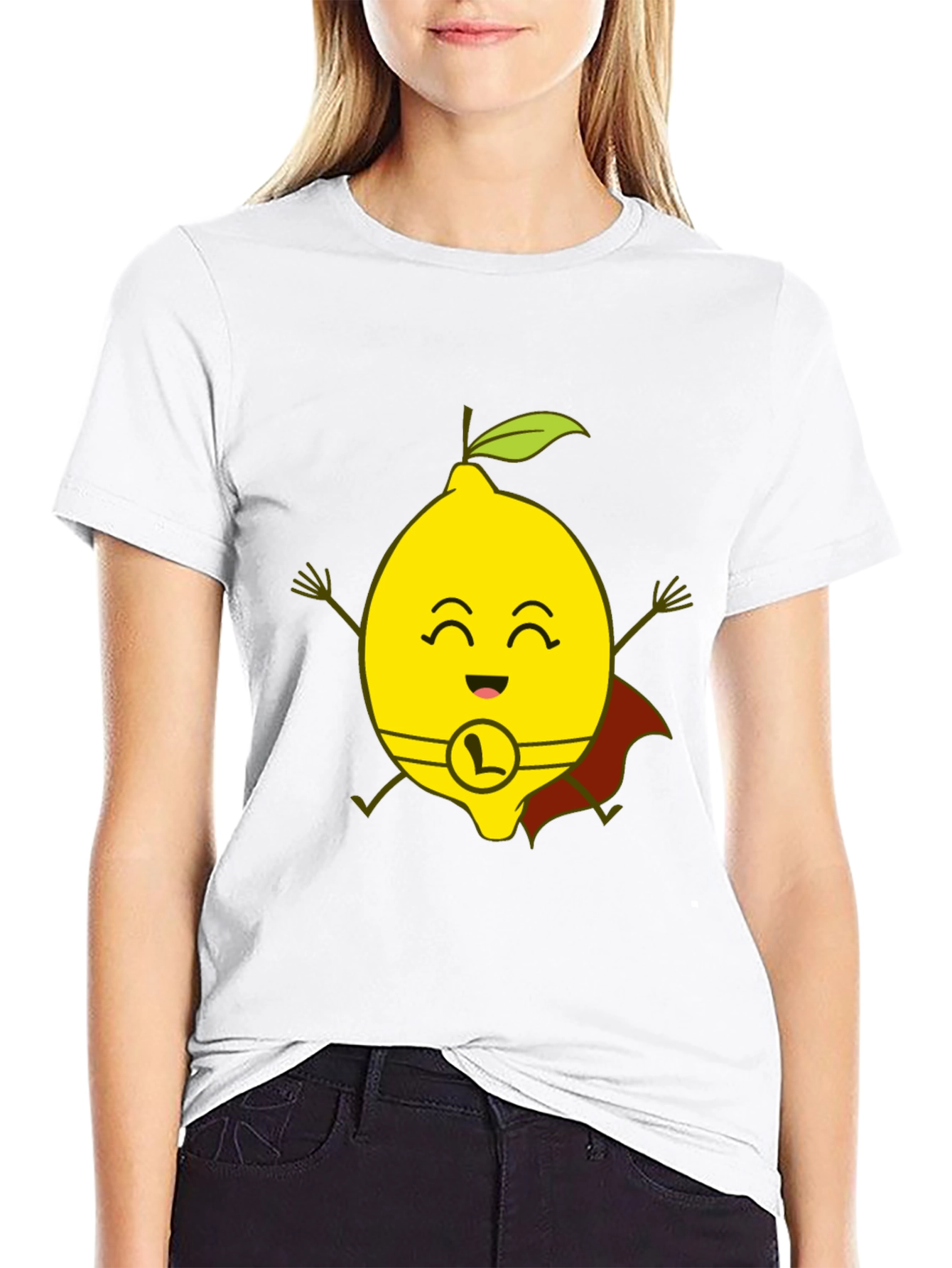 Black Super Lemon T-Shirt - Funny Cartoon Hero Tee view 9