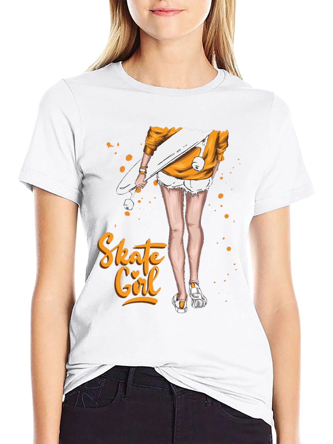 Black Skate Girl Graphic T-Shirt - Black view 9