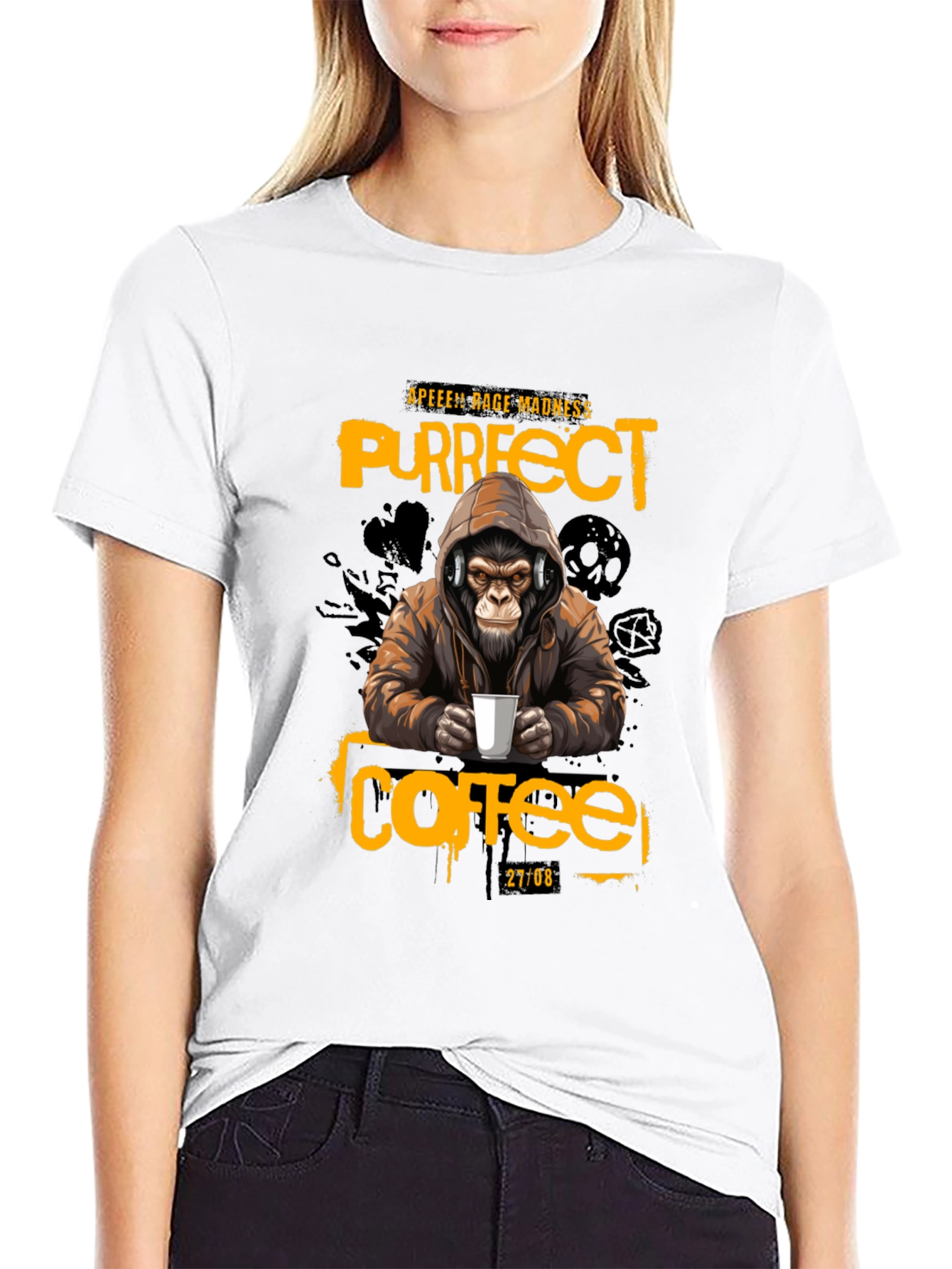 Black Ape Coffee T-Shirt - Purrfect Rage Madness view 9