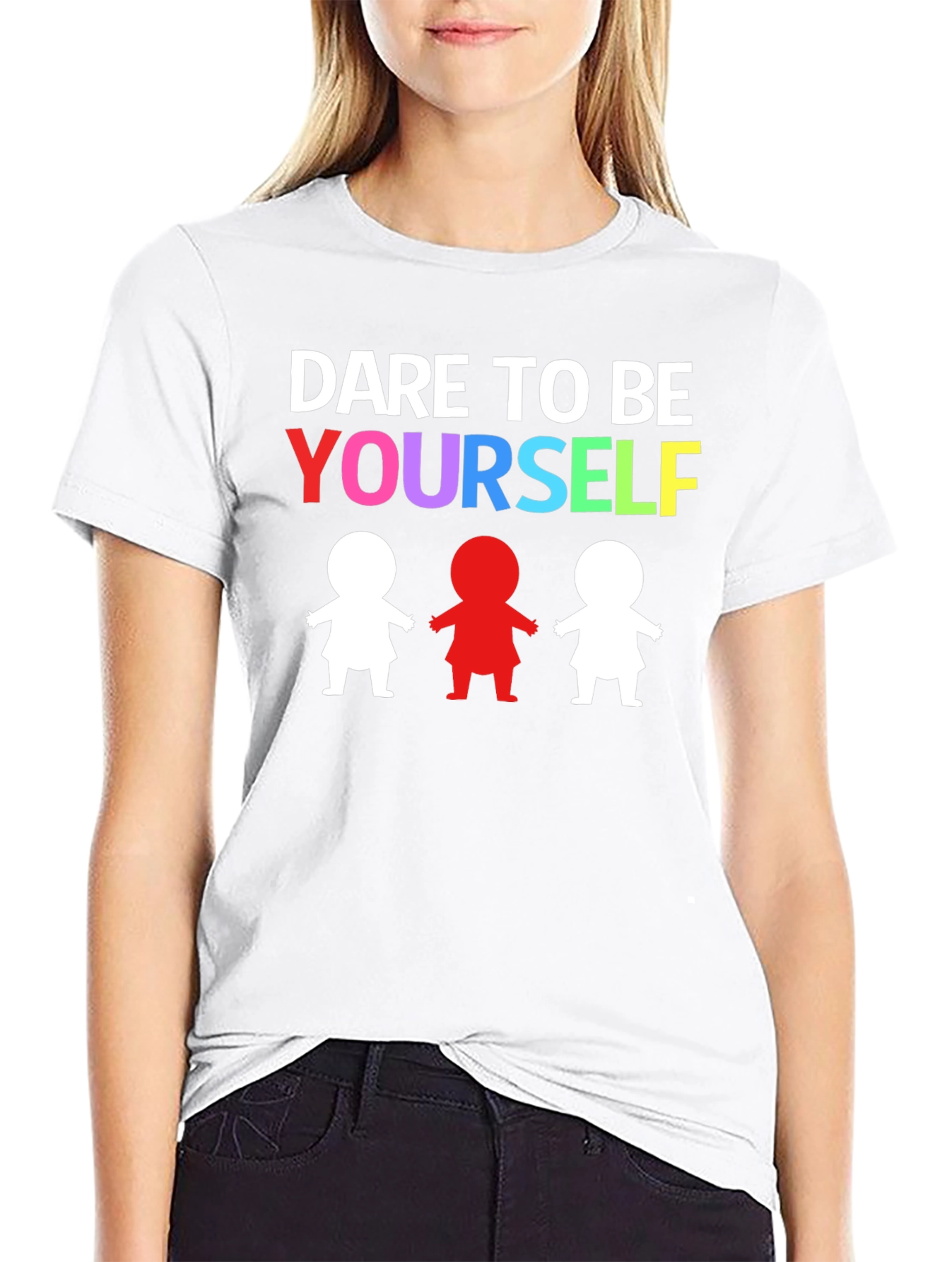 Black Dare to Be Yourself Graphic Print Black T-Shirt view 9