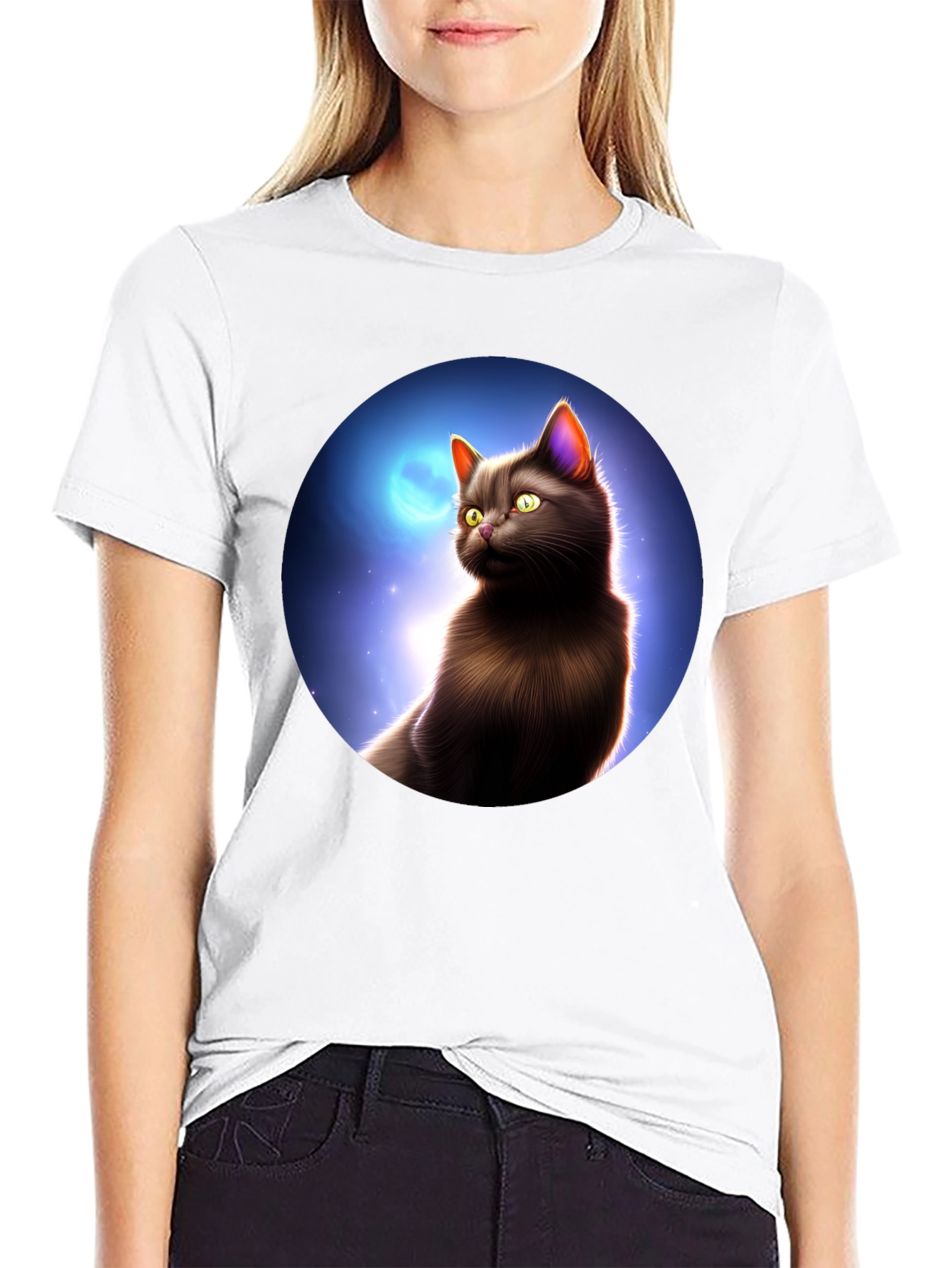 Black Black Cat Moon T-Shirt view 9