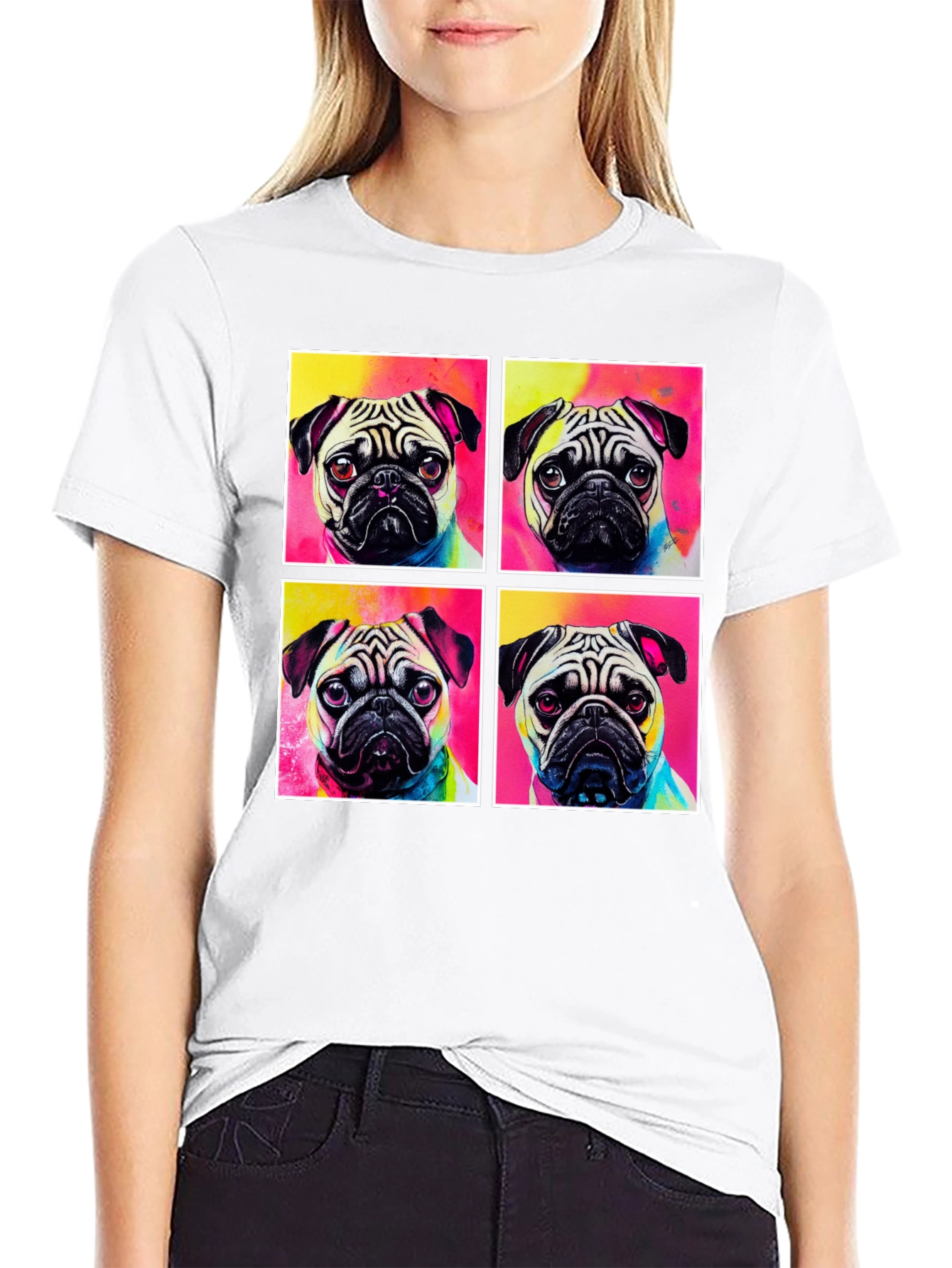 Black Pug Pop Art T-Shirt view 9