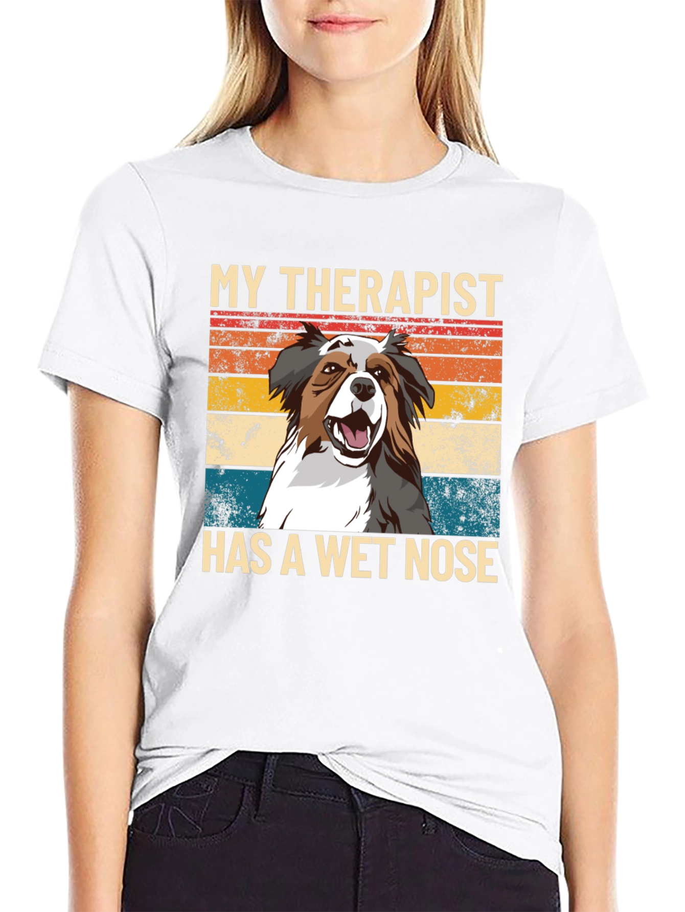Black My Therapist Has A Wet Nose T-Shirt view 9