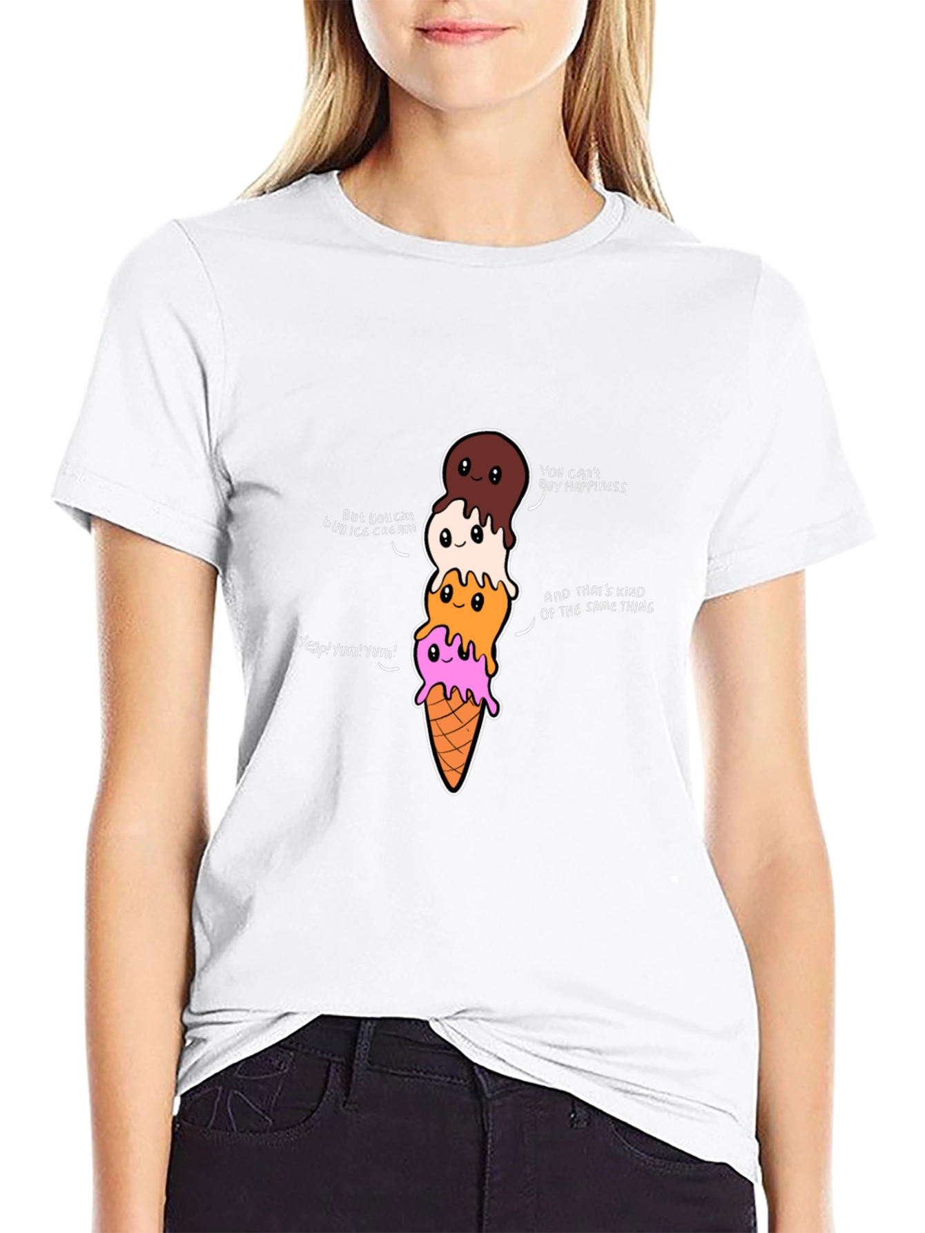Black Ice Cream Happiness Graphic Tee view 9