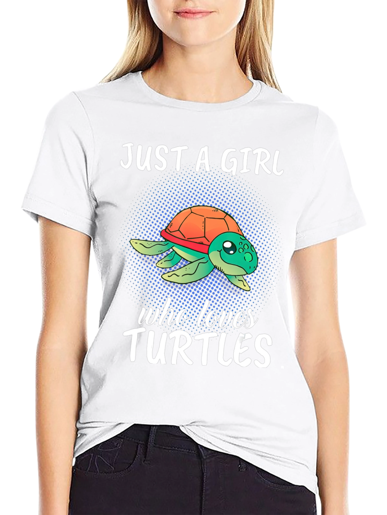 Black Just A Girl Who Loves Turtles T-Shirt view 9