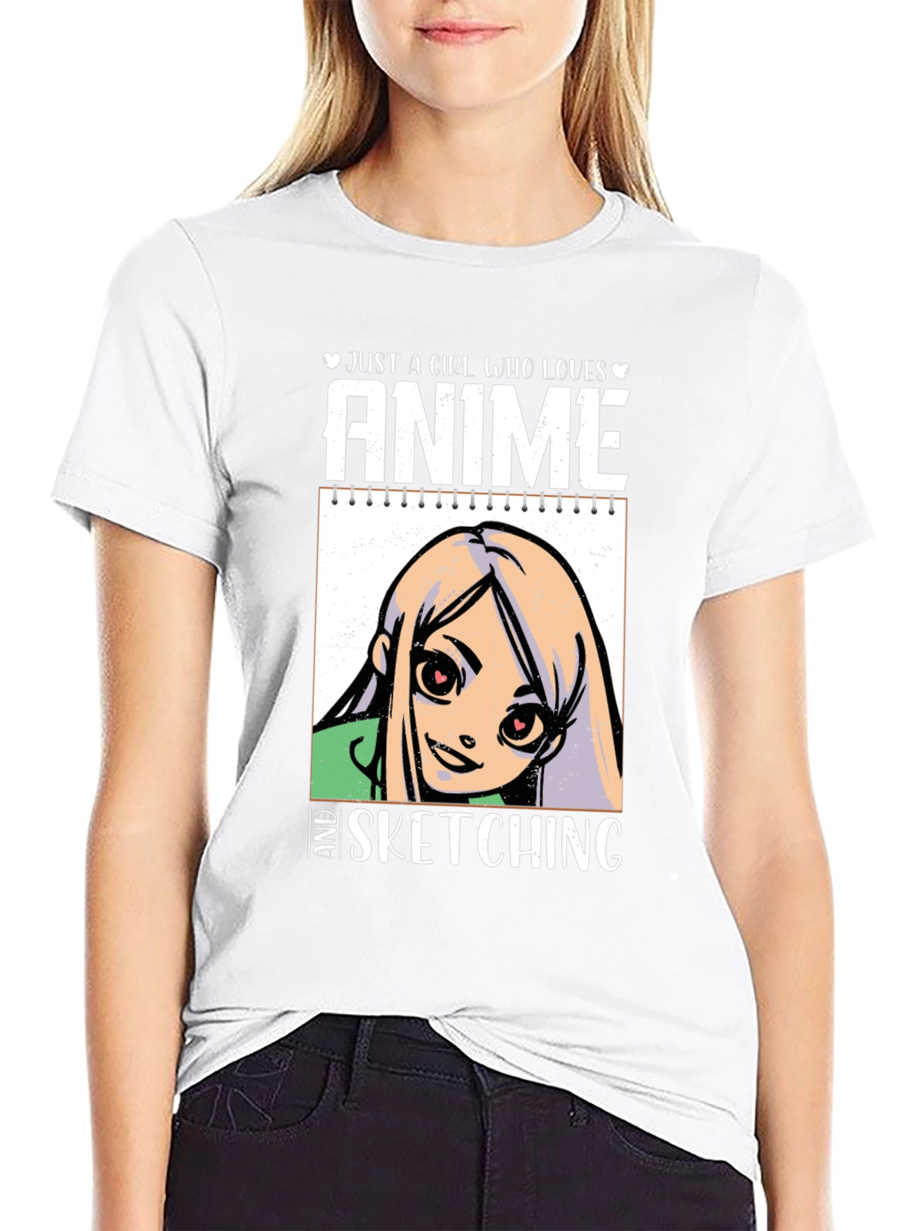 Black Anime Sketching Graphic T-Shirt view 9