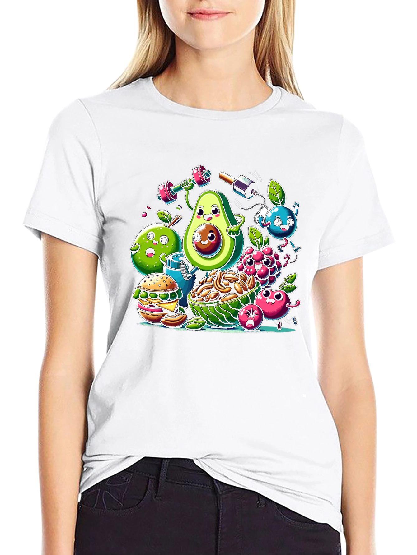 Black Funny Healthy Lifestyle Cartoon T-Shirt view 9