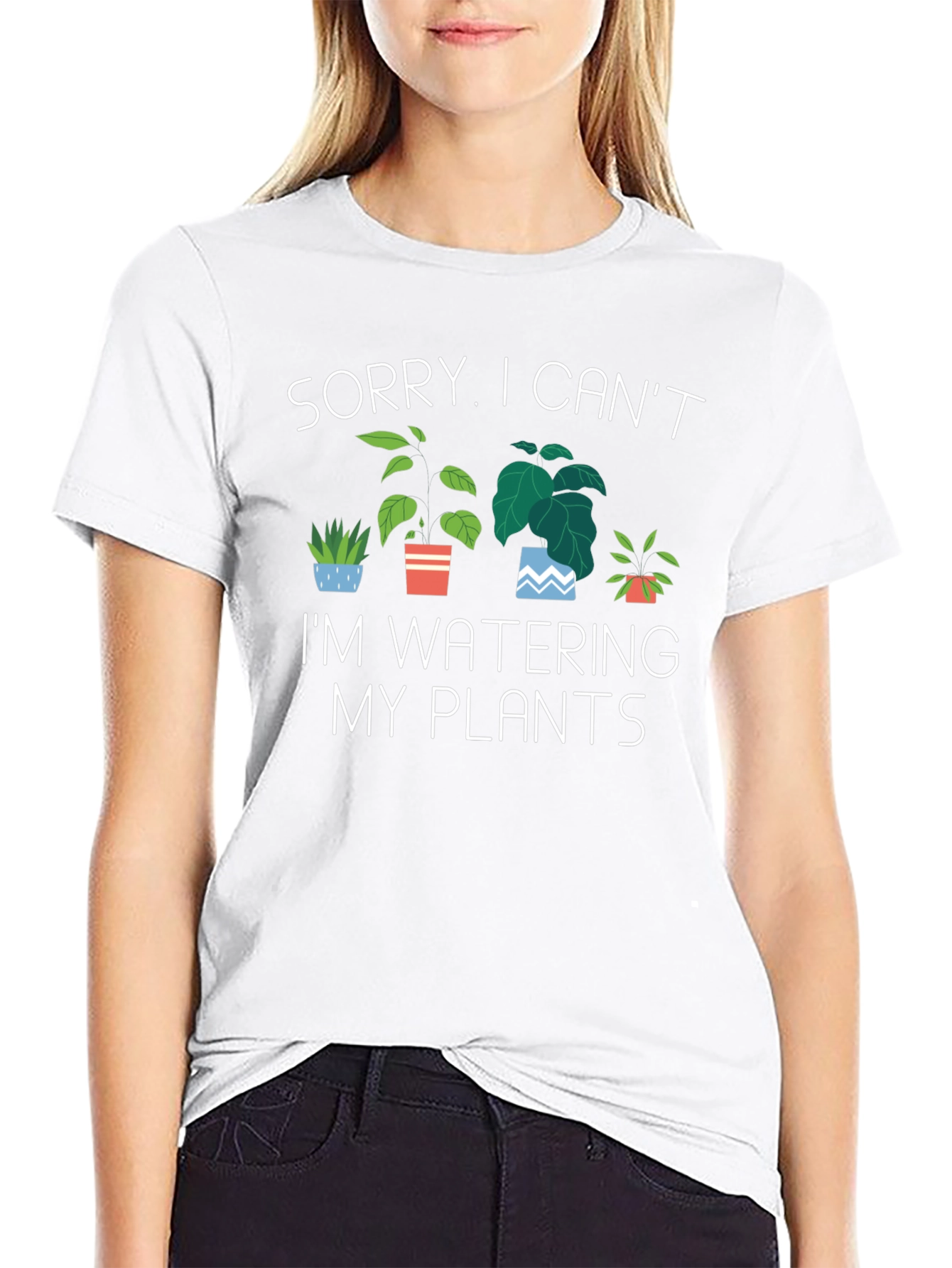 Black Funny Plant Lover T-Shirt - Sorry, Can't Water Plants view 9