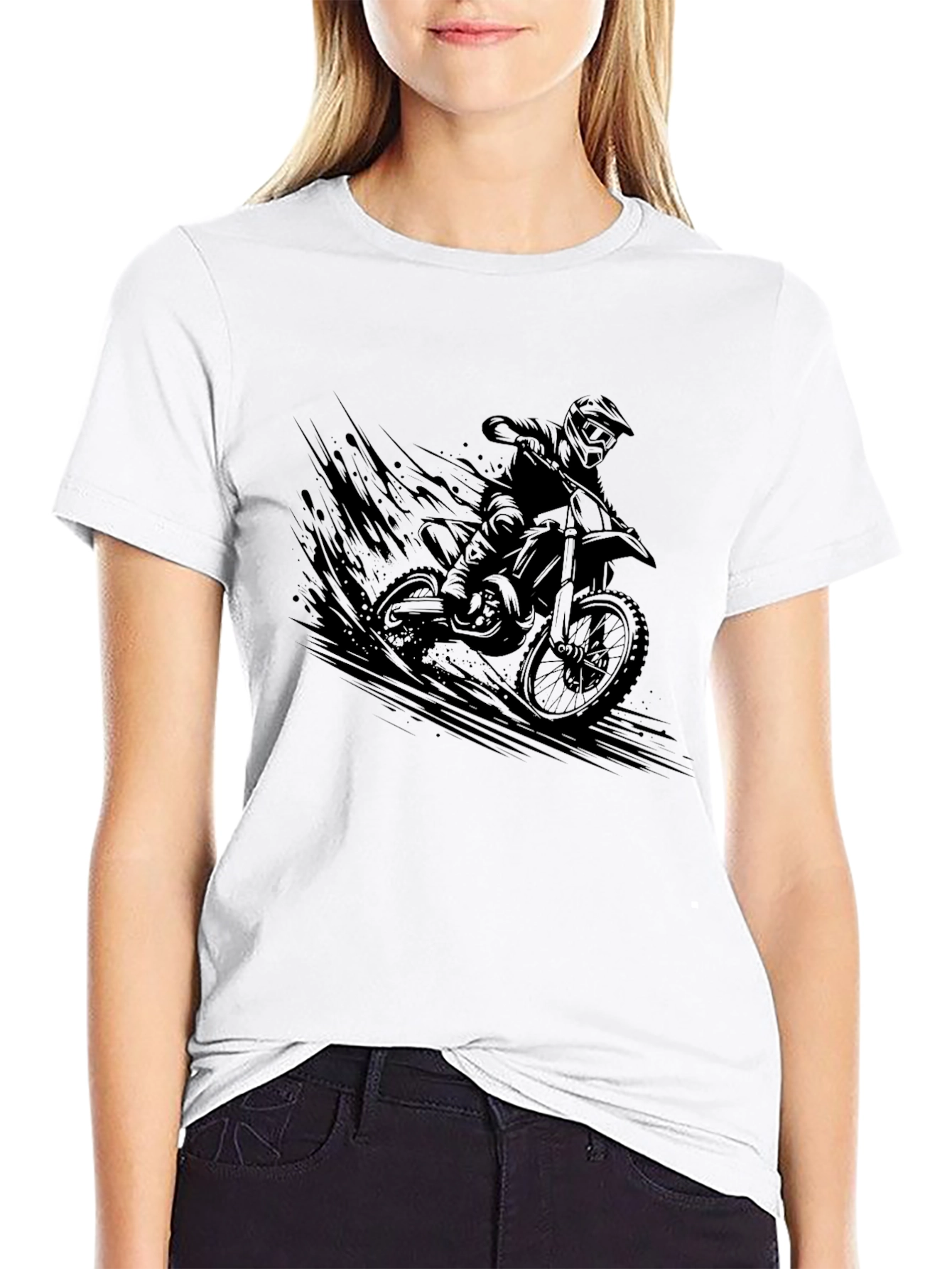 Black Motorcross Rider Graphic Black T-Shirt view 9
