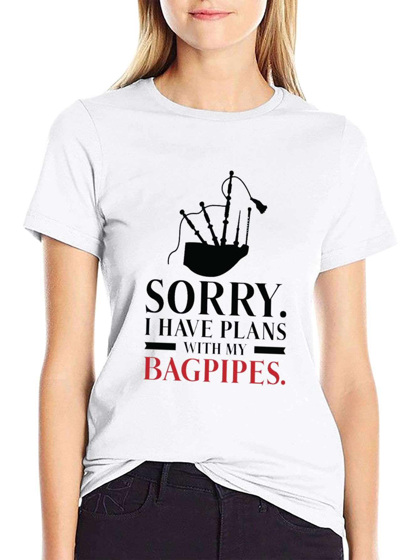 Black Bagpipes Plans T-Shirt - Scottish Music Tee view 9