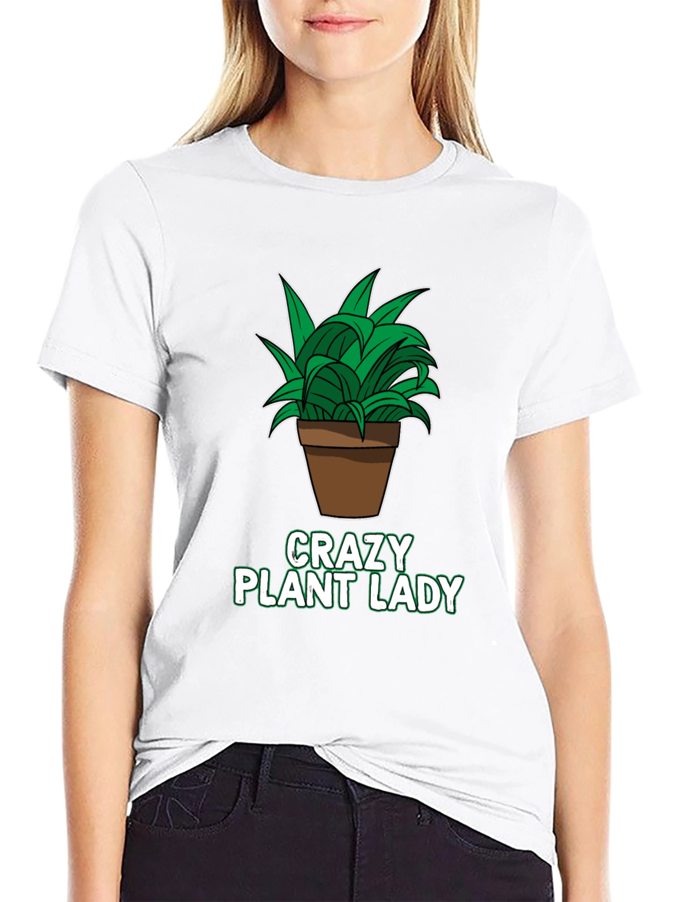Black Crazy Plant Lady Graphic T-Shirt - Black view 9