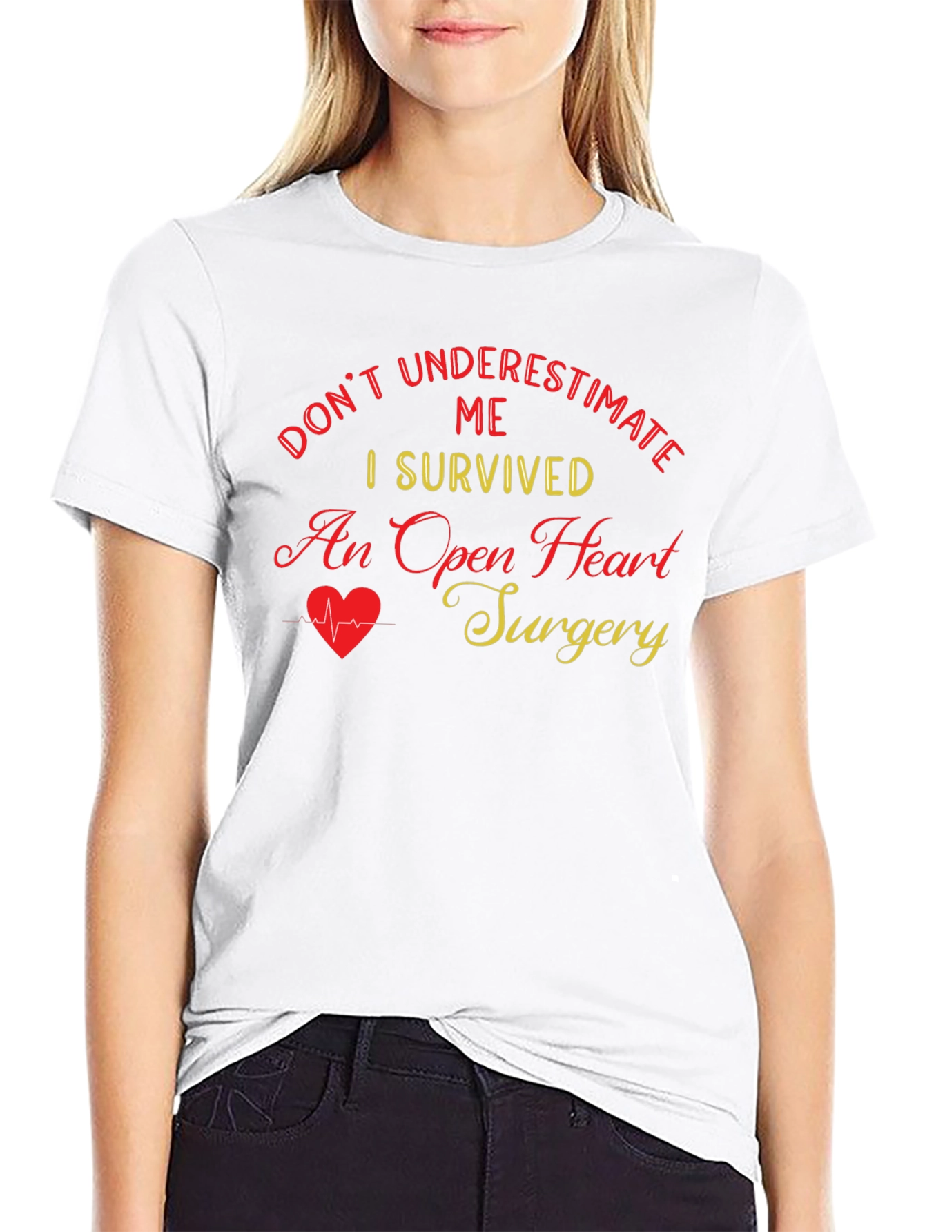 Black I Survived Open Heart Surgery Black T-Shirt view 9