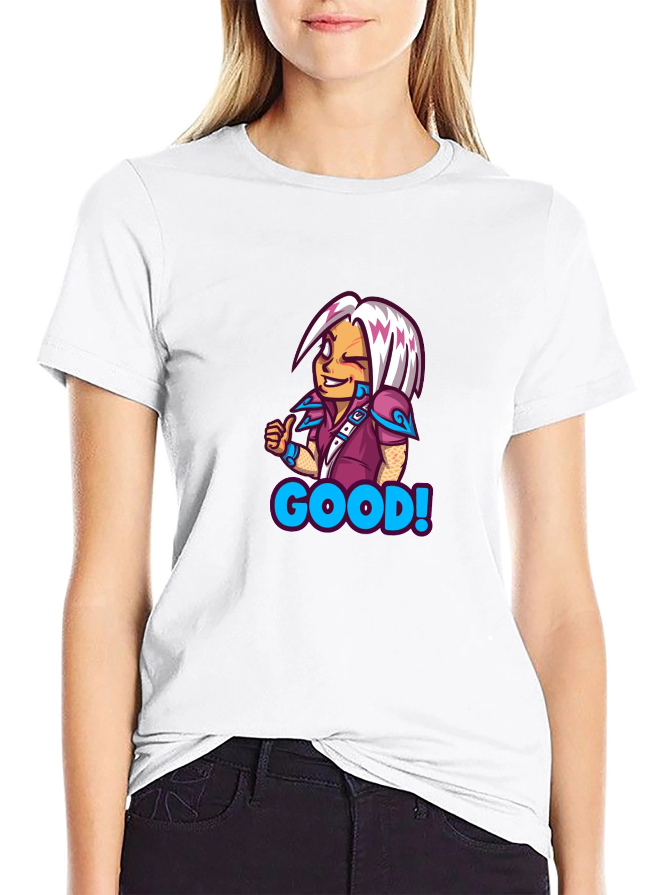 Black Cartoon Character "Good" T-Shirt view 9