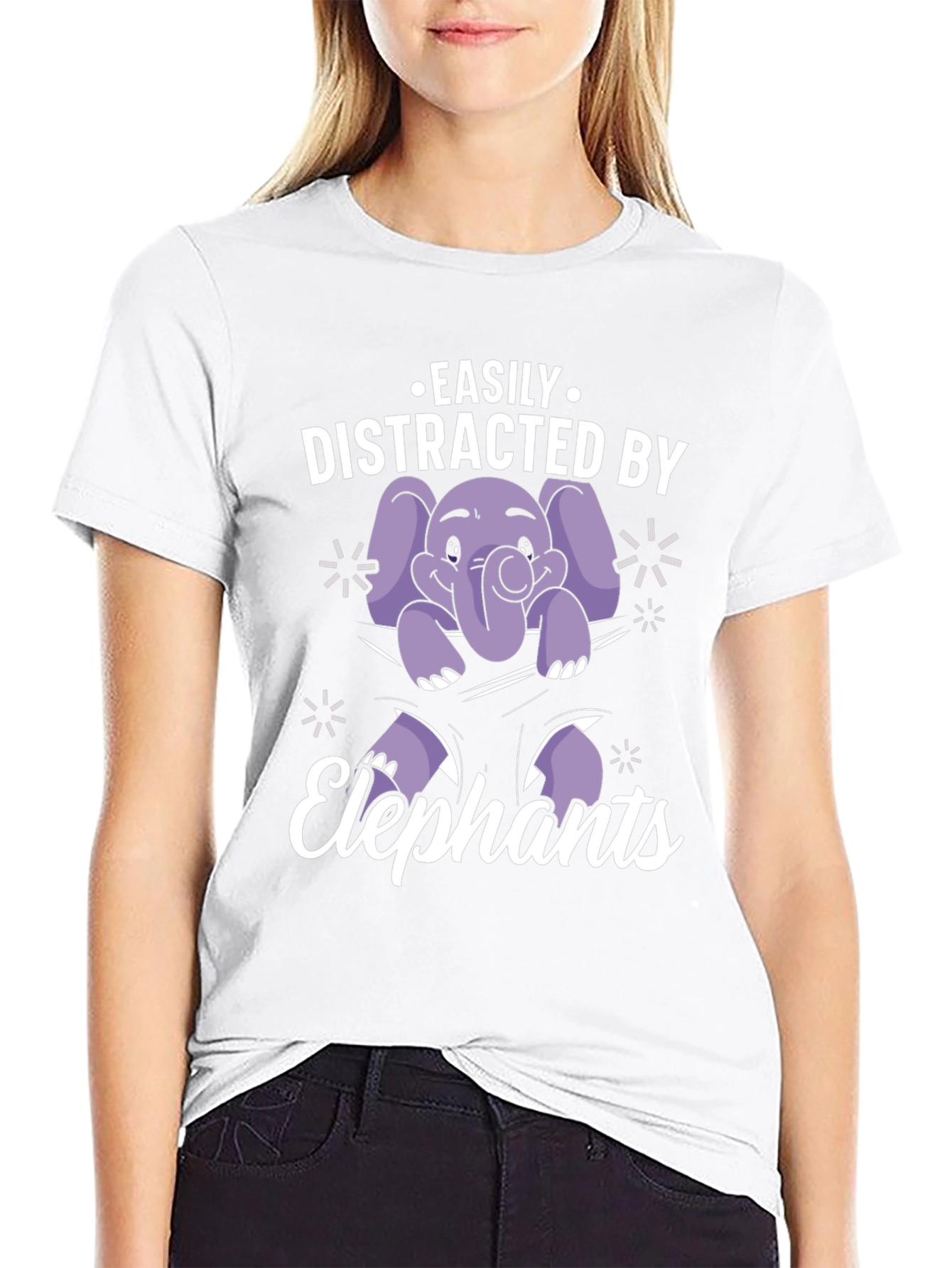 Black Easily Distracted By Elephants Graphic Tee view 9