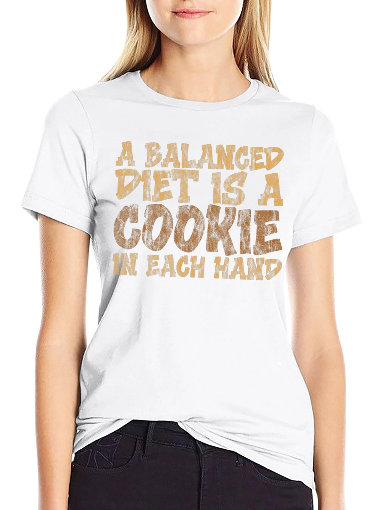 Black Balanced Diet Cookie T-Shirt - Funny Graphic Tee view 9