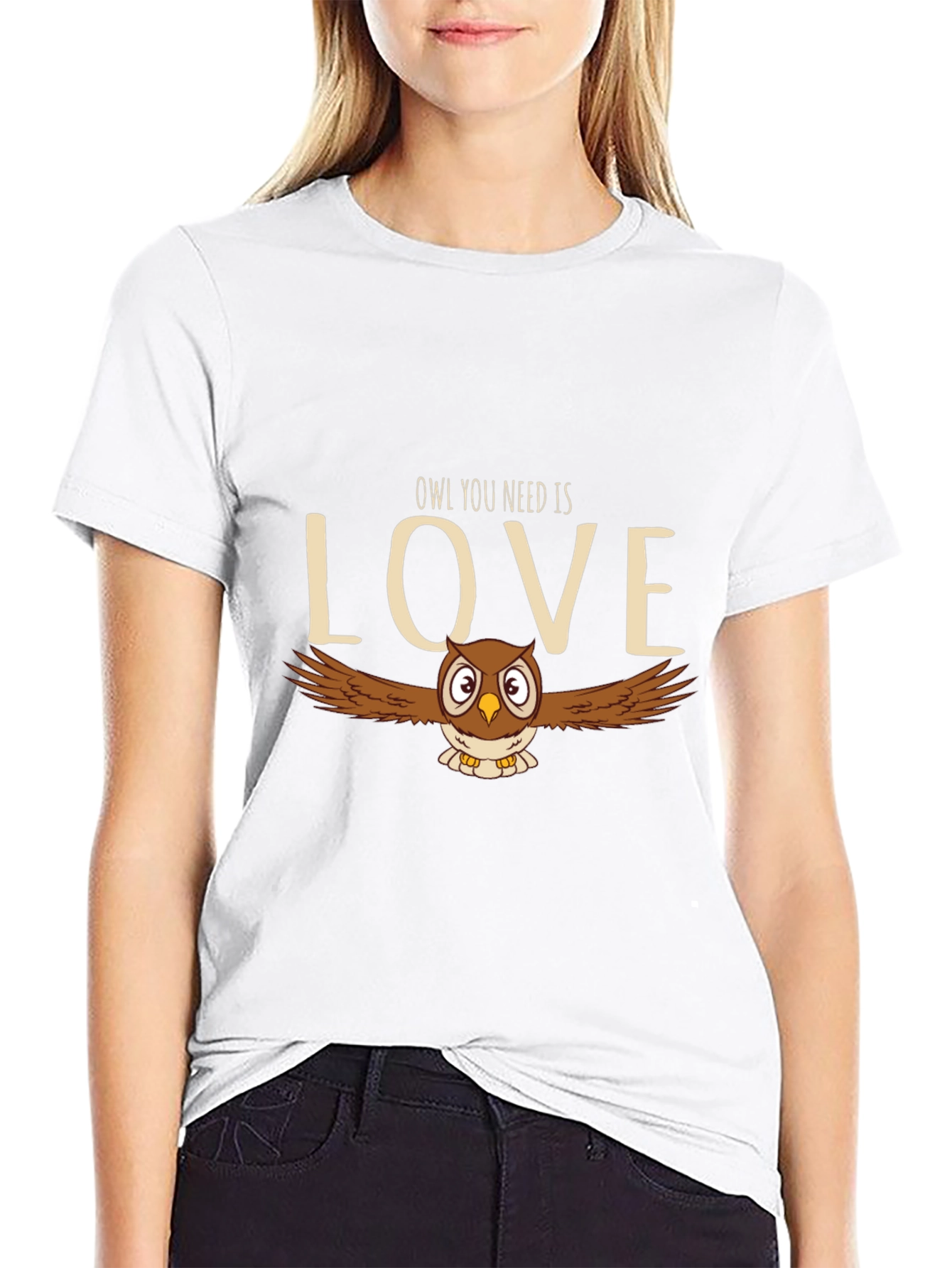 Black Owl You Need Is Love T-Shirt - Cute Bird Graphic Tee view 9