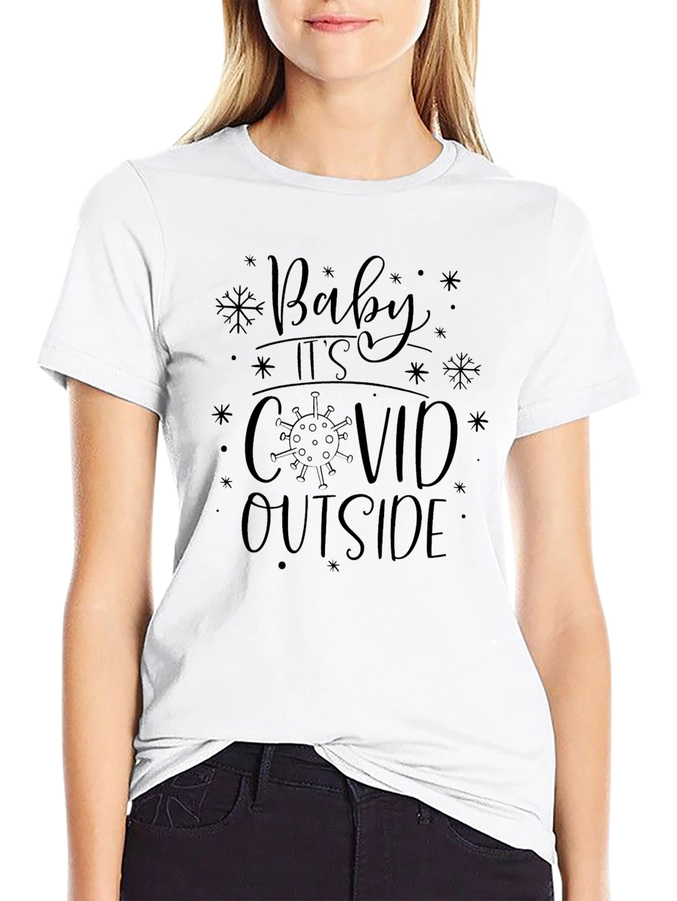 Black Baby It's Covid Outside Novelty Graphic Tee view 9