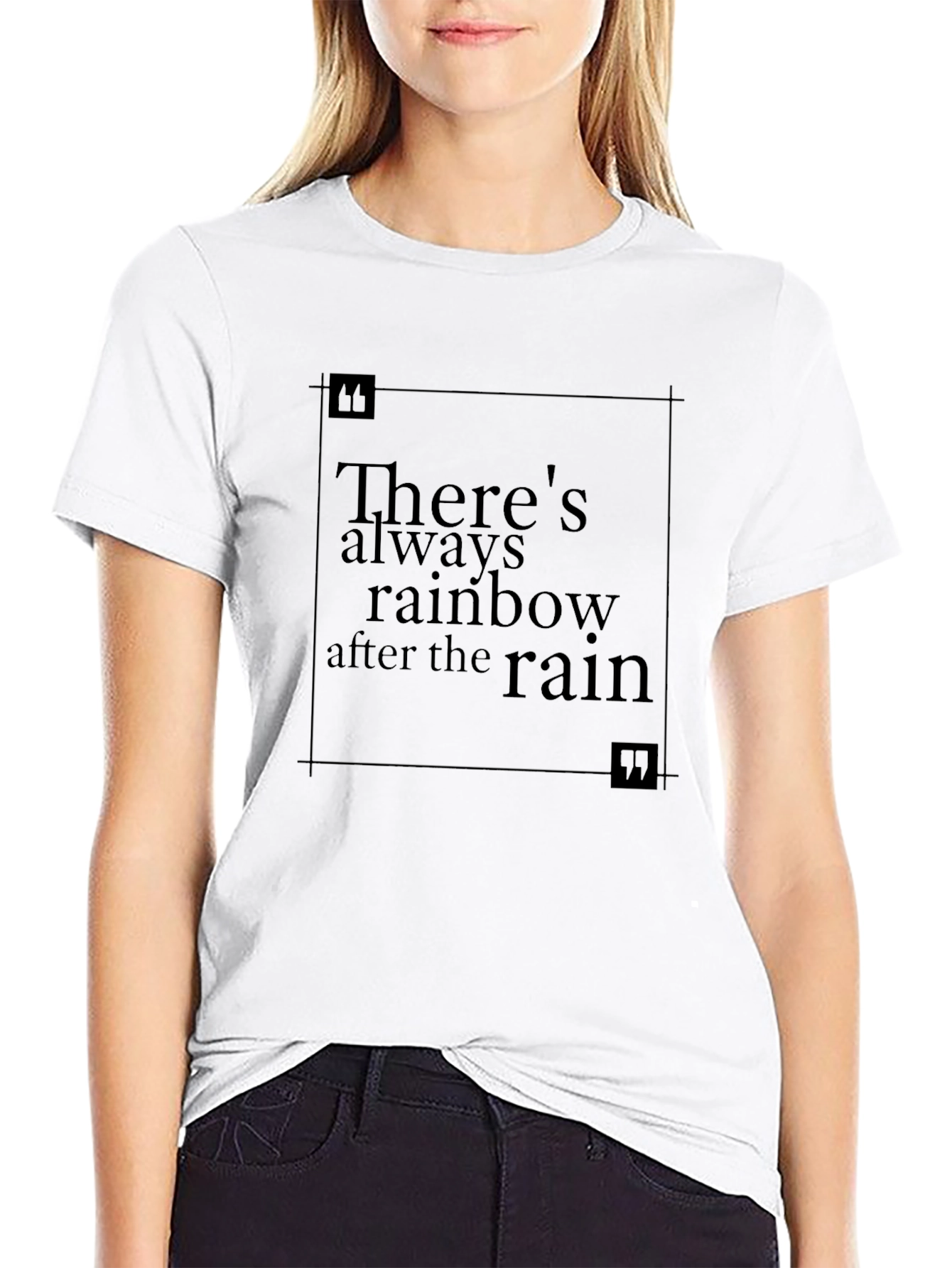Rainbow After Rain Black T-Shirt - Inspirational Quote Tee - 9