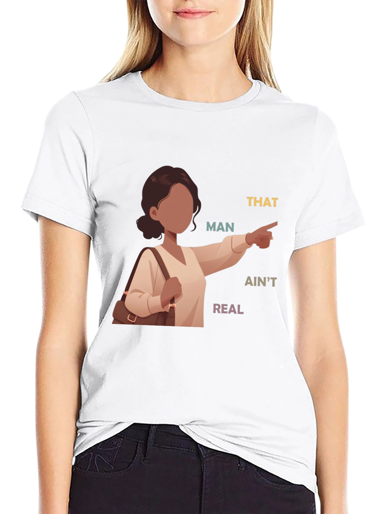 Black That Man Ain't Real T-Shirt view 9