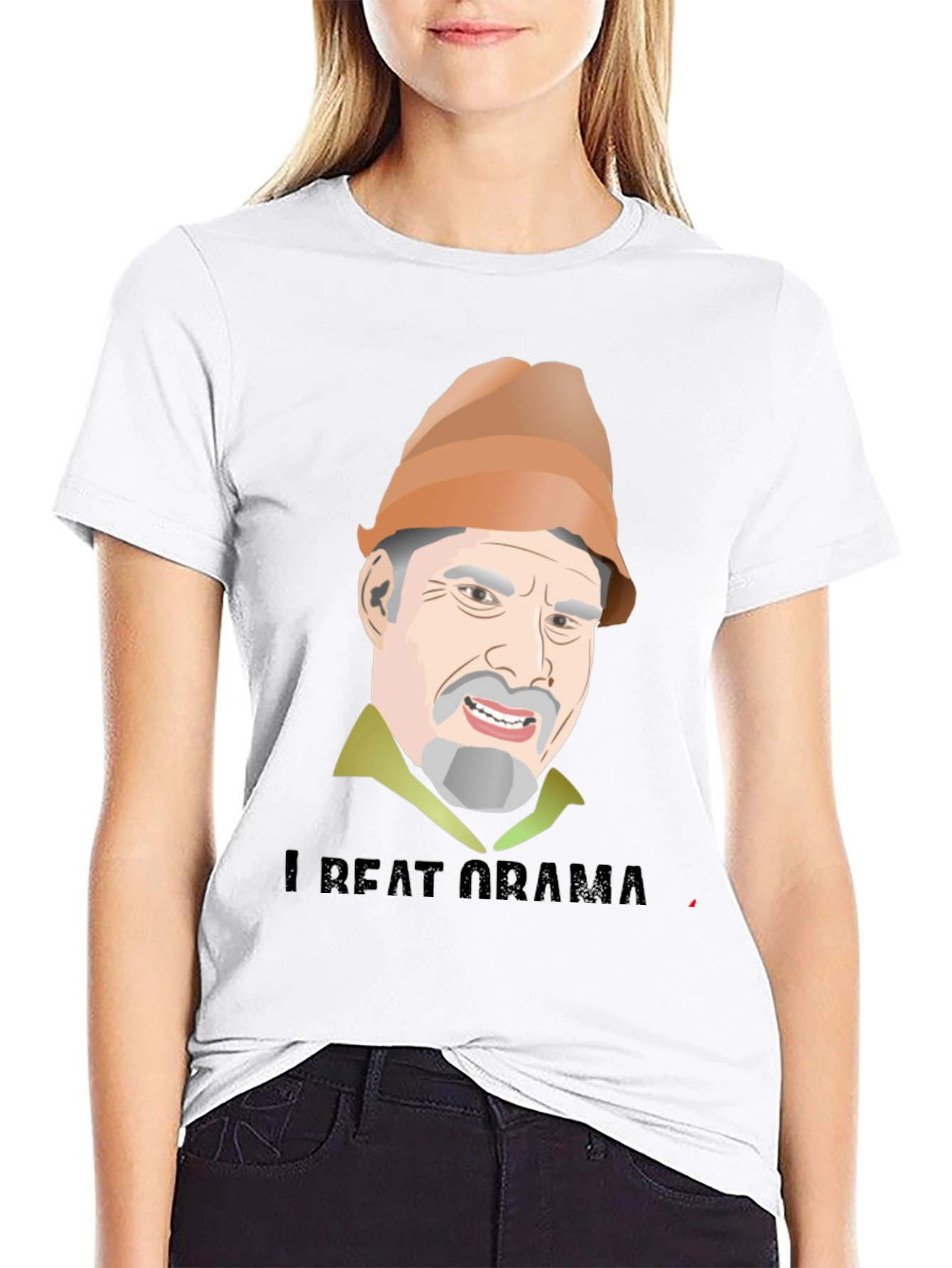 Black I Beat Obama T-Shirt Funny Political Humor Tee view 9