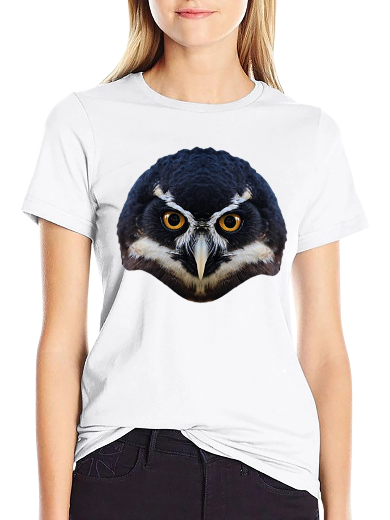 Black Owl Face Graphic Black T-Shirt view 9