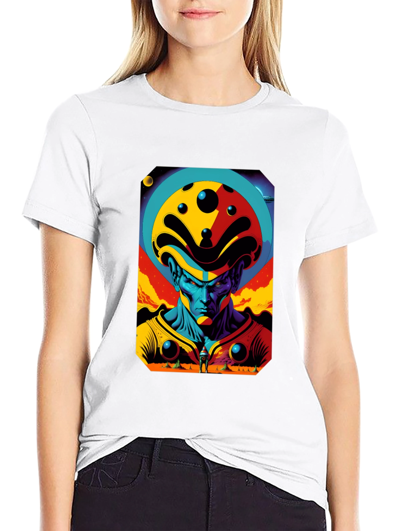 Black Retro Sci-Fi Alien Graphic Tee - Modern Comfort view 9