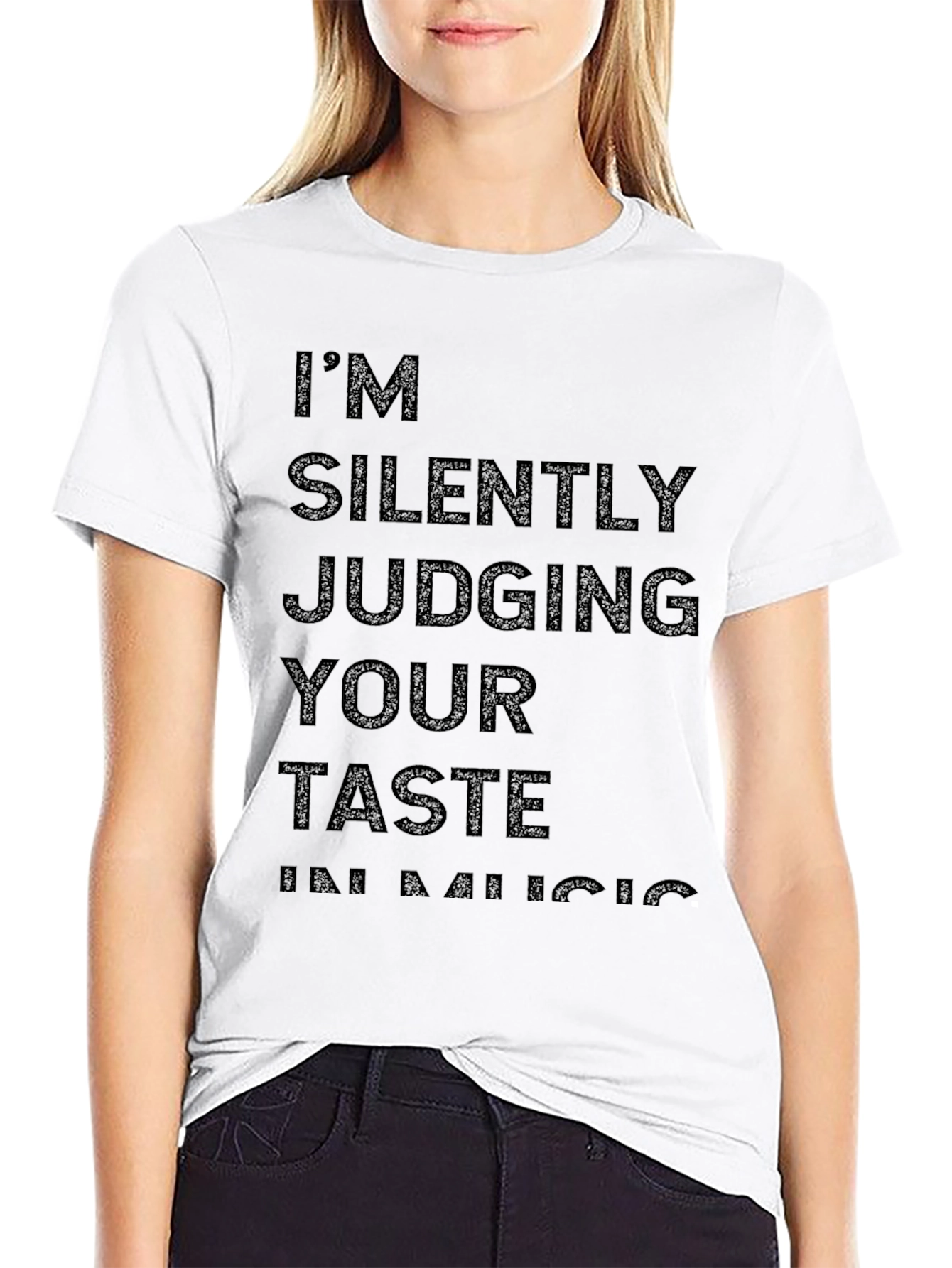 Black I'm Silently Judging Your Taste in Music Graphic Tee view 9