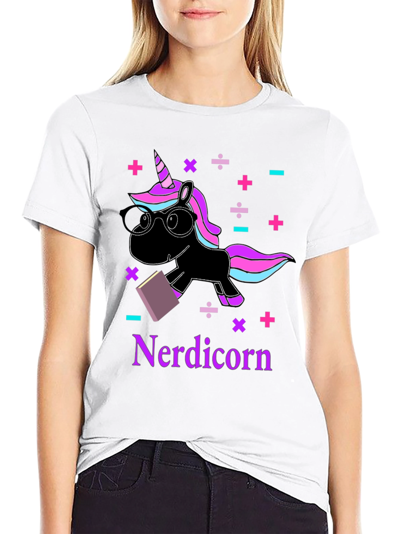 Black Nerdicorn T-Shirt - Funny Unicorn Graphic Tee view 9