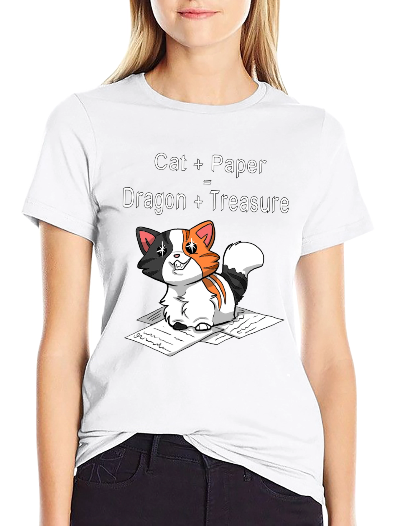Black Cat Dragon Treasure Graphic T-Shirt view 9