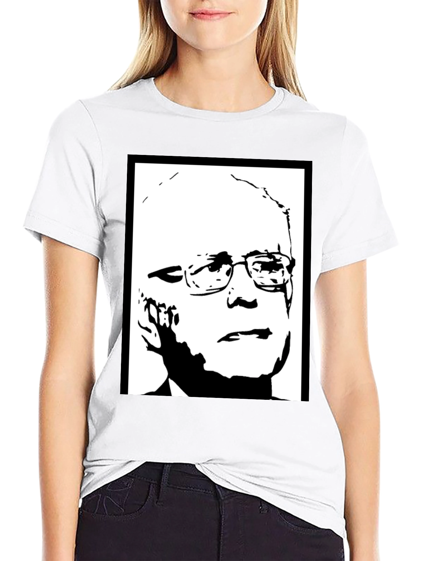 Black Political Graphic Tee - Bernie Sanders Portrait Shirt view 9