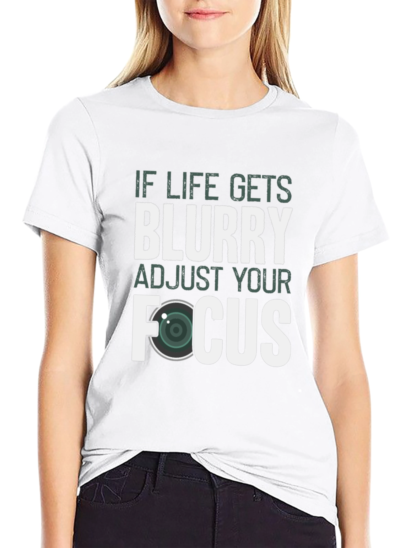 Black Blurry Life? Adjust Your Focus Graphic Tee view 9