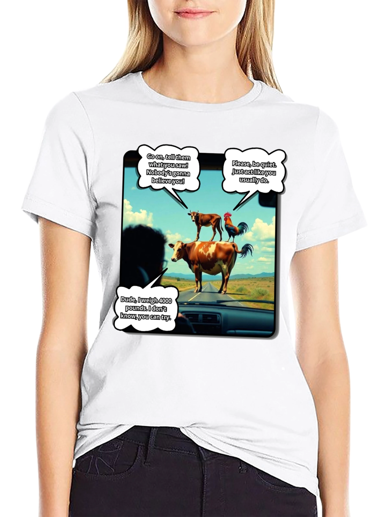 Black Talking Animals Graphic T-Shirt - Novelty Tee view 9