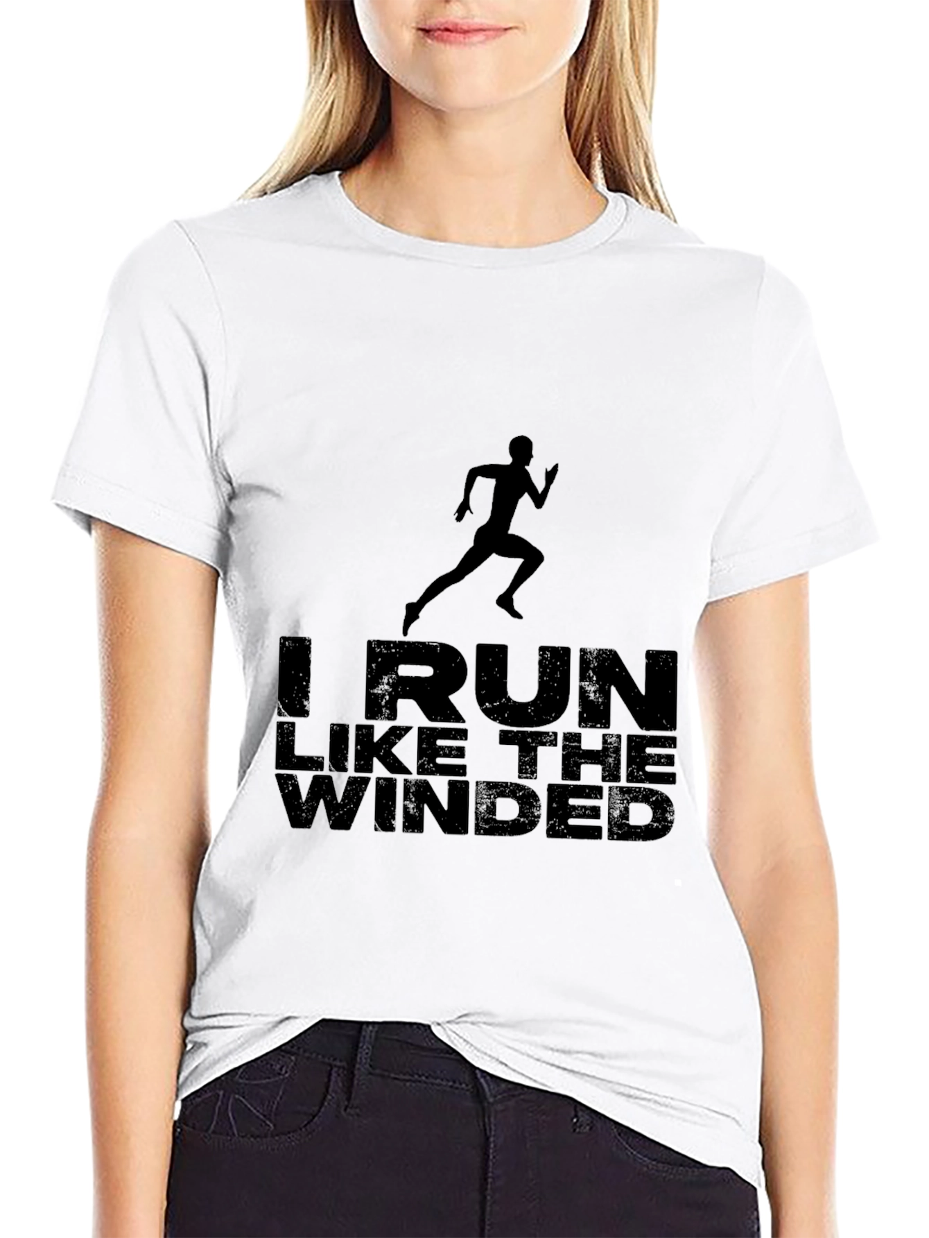 Black I Run Like The Winded Graphic T-Shirt view 9