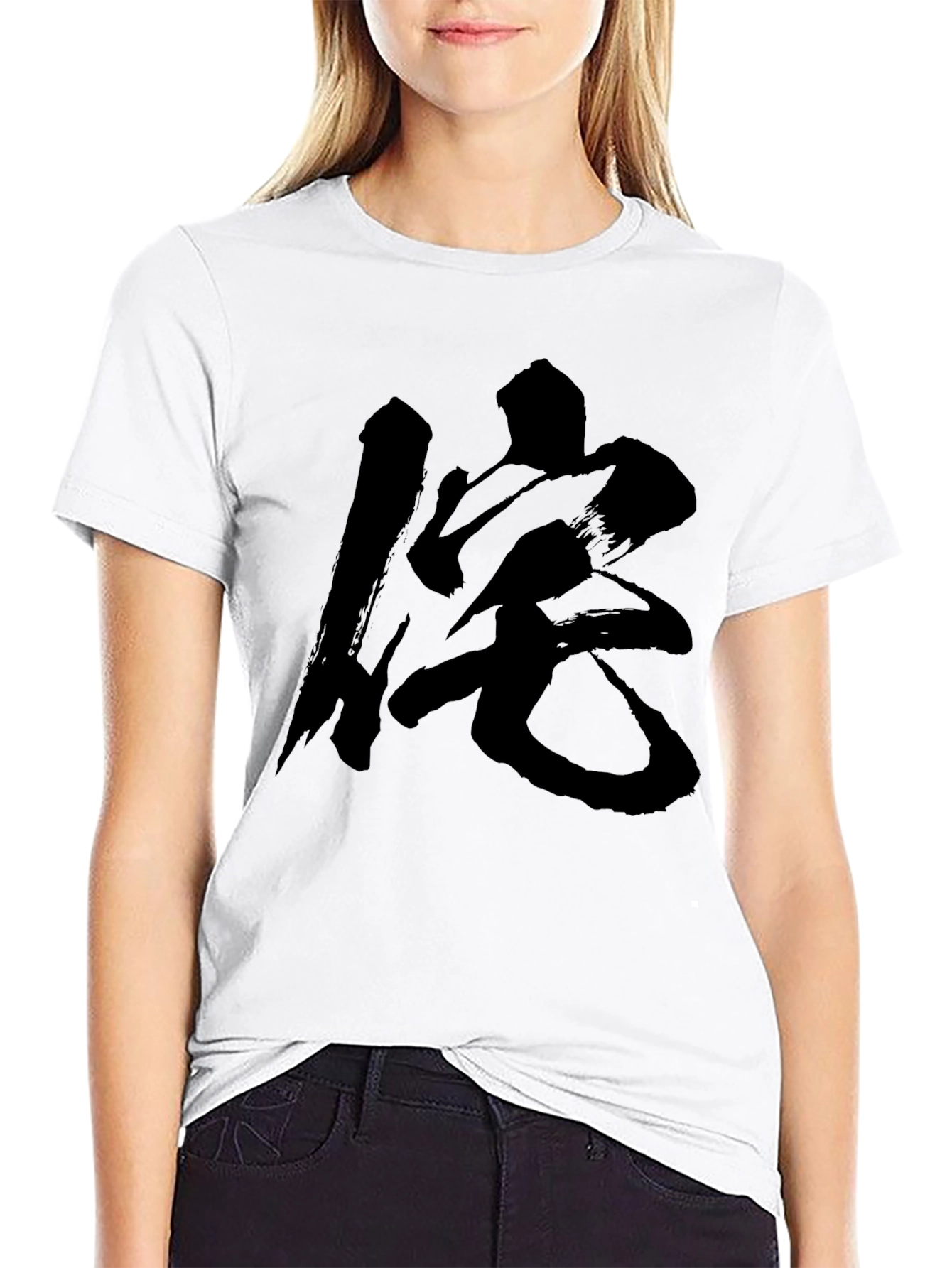 Black Black T-Shirt with Japanese Calligraphy Graphic view 9