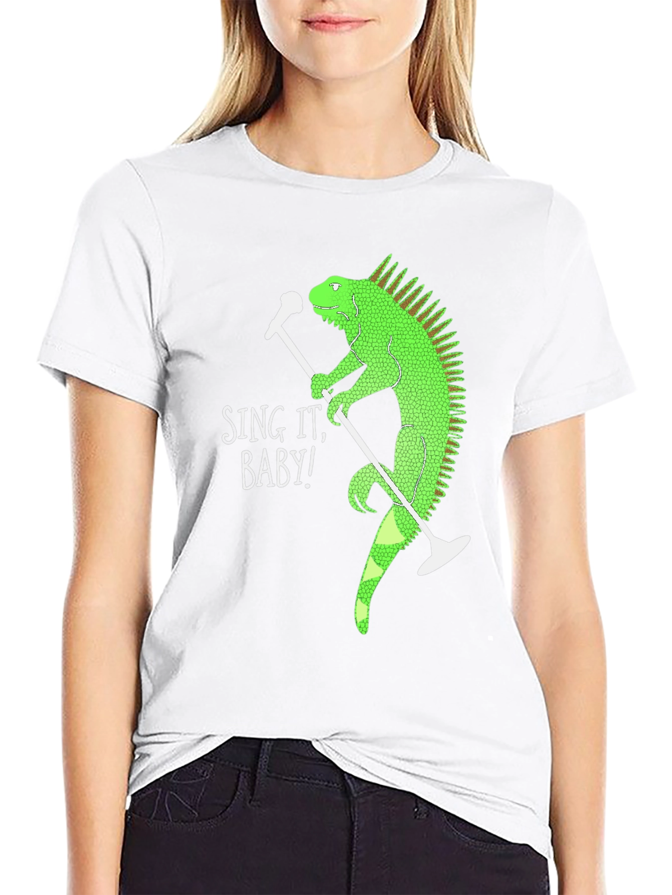 Black Sing It Baby Iguana Graphic T-Shirt view 9