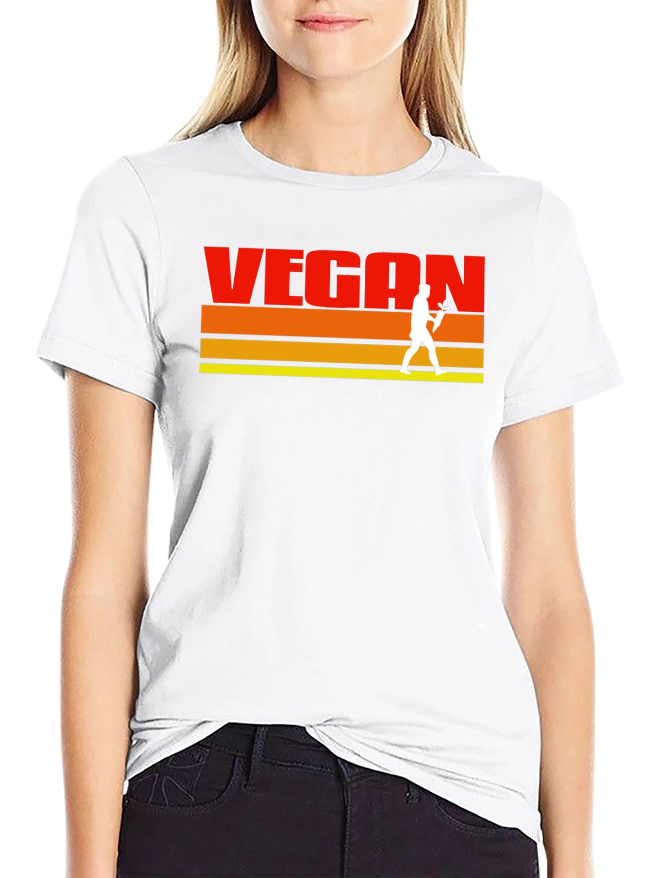 Black Retro Vegan T-Shirt - Classic Vegetarian Lifestyle Tee view 9