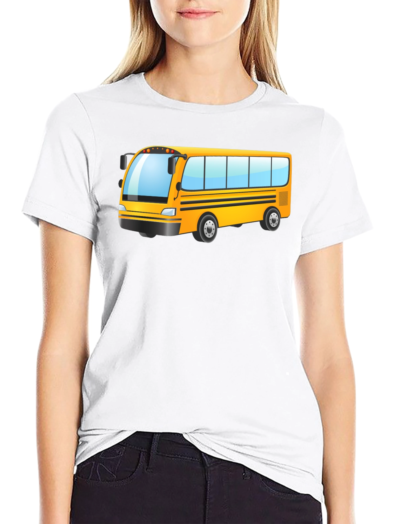 Black Cartoon School Bus Graphic T-Shirt view 9