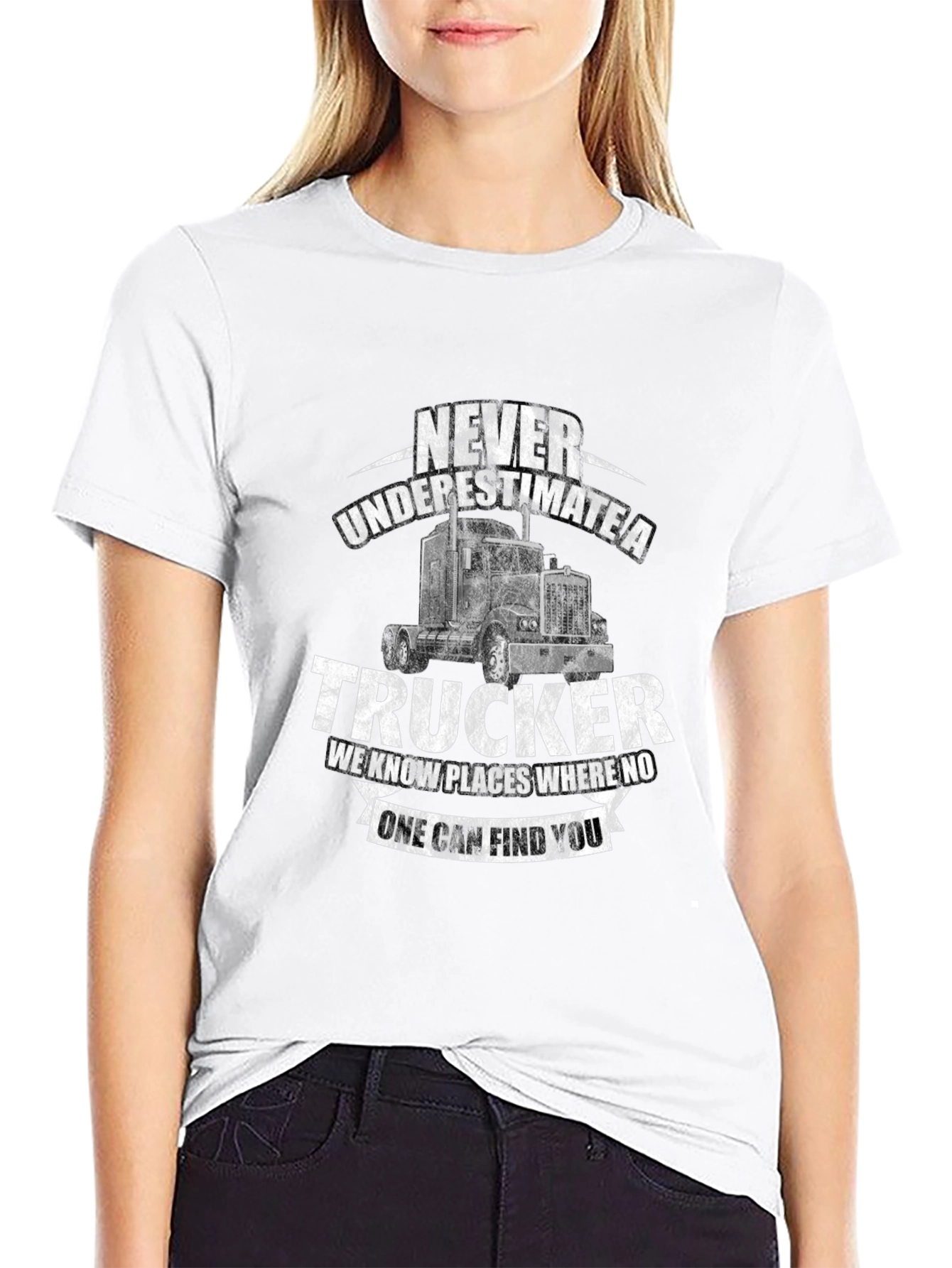Black Never Underestimate a Trucker T-Shirt view 9