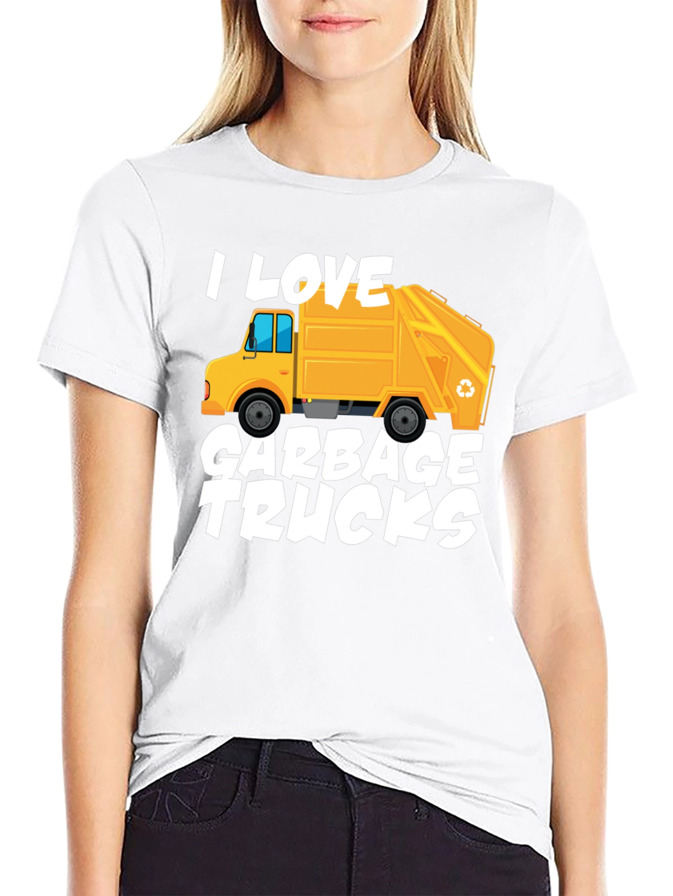 Black I Love Garbage Trucks Graphic T-Shirt view 9